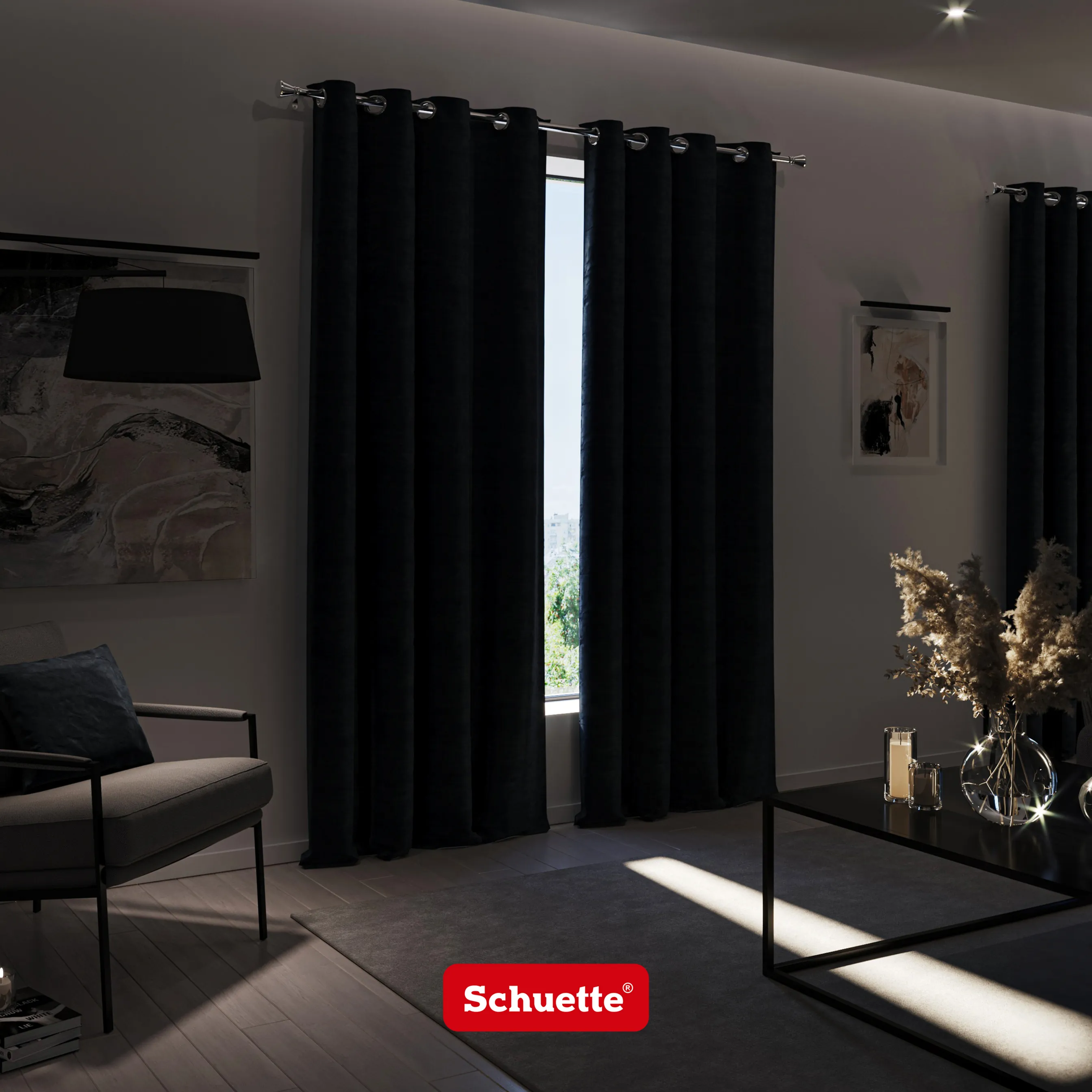 Schuette® Verdunkelungs-Vorhang Gardine mit Ösen nach Maß ● Millenium Velvet Kollektion: Polar Bear (Weiß-Grau-Beige) ● 1 Stück ● Knitterfrei Pflegeleicht Thermo Blickdicht & stark Abdunkelnd