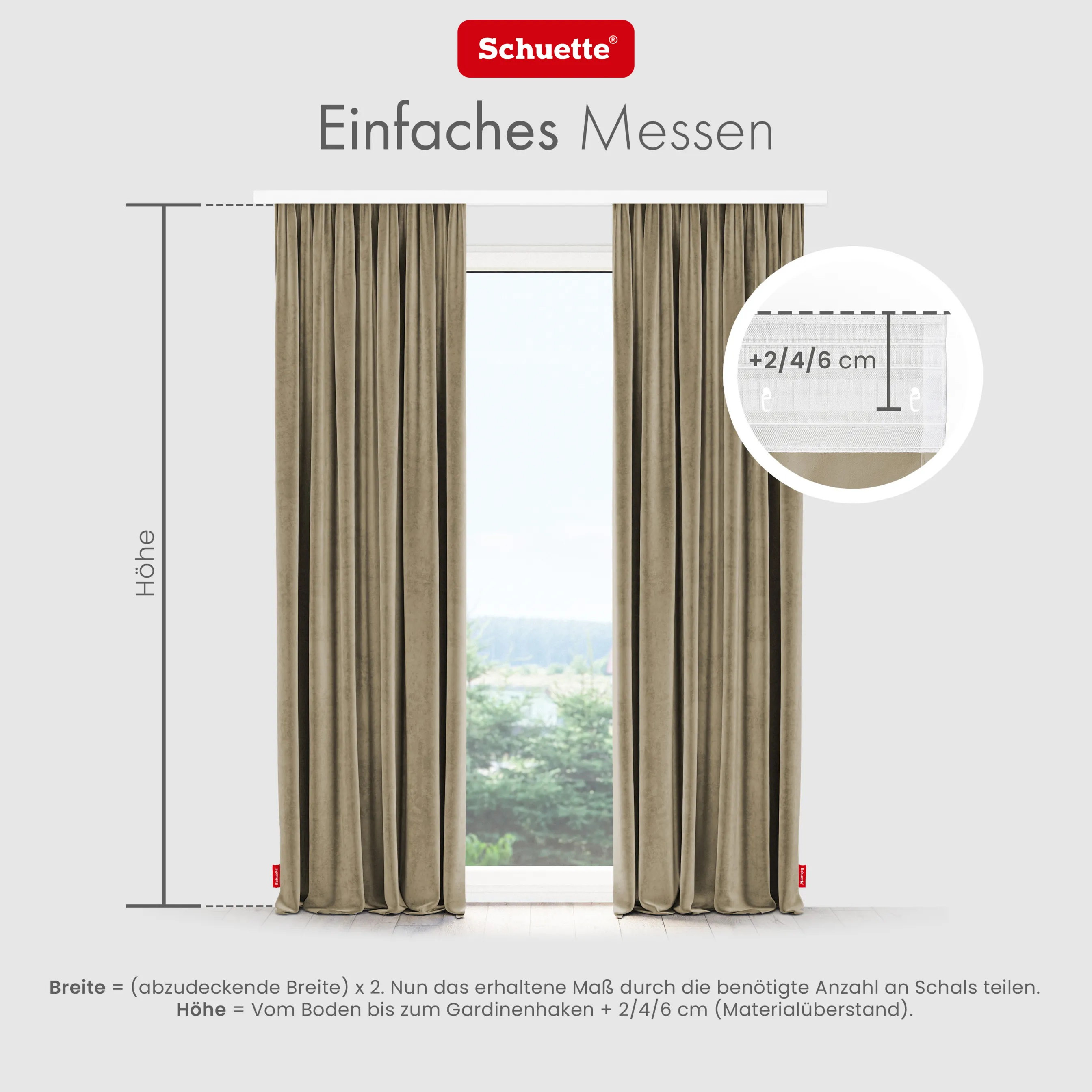 Schuette® Verdunkelungs-Vorhang Gardine mit Tunnelband nach Maß ● Millenium Velvet Kollektion: Brown Teddy (Beige) ● 1 Stück ● Knitterfrei Pflegeleicht Thermo Blickdicht & stark Abdunkelnd
