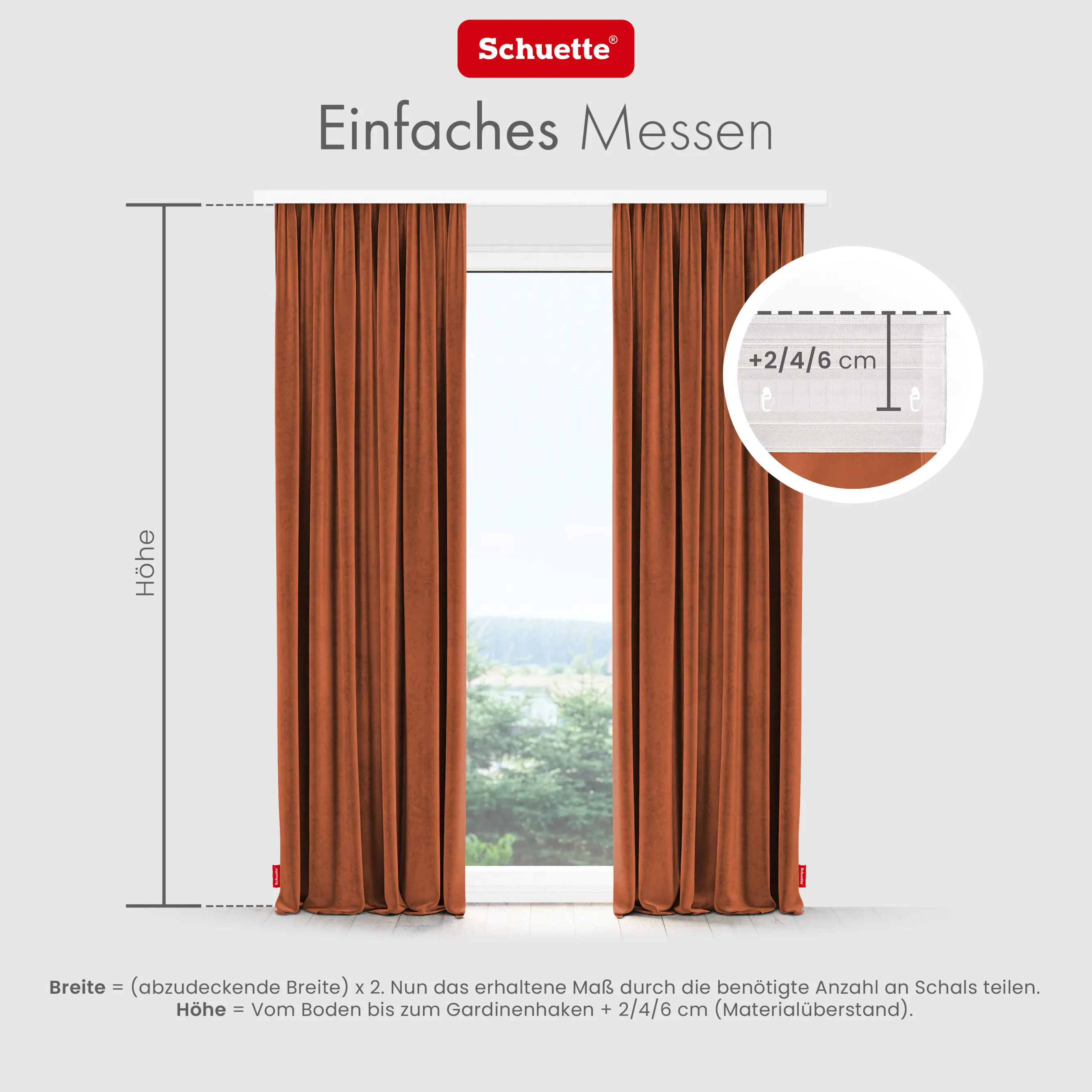 Schuette® Verdunkelungs-Vorhang Gardine mit Tunnelband nach Maß ● Millenium Velvet Kollektion: Marmalade (Orange) ● 1 Stück ● Knitterfrei Pflegeleicht Thermo Blickdicht & stark Abdunkelnd