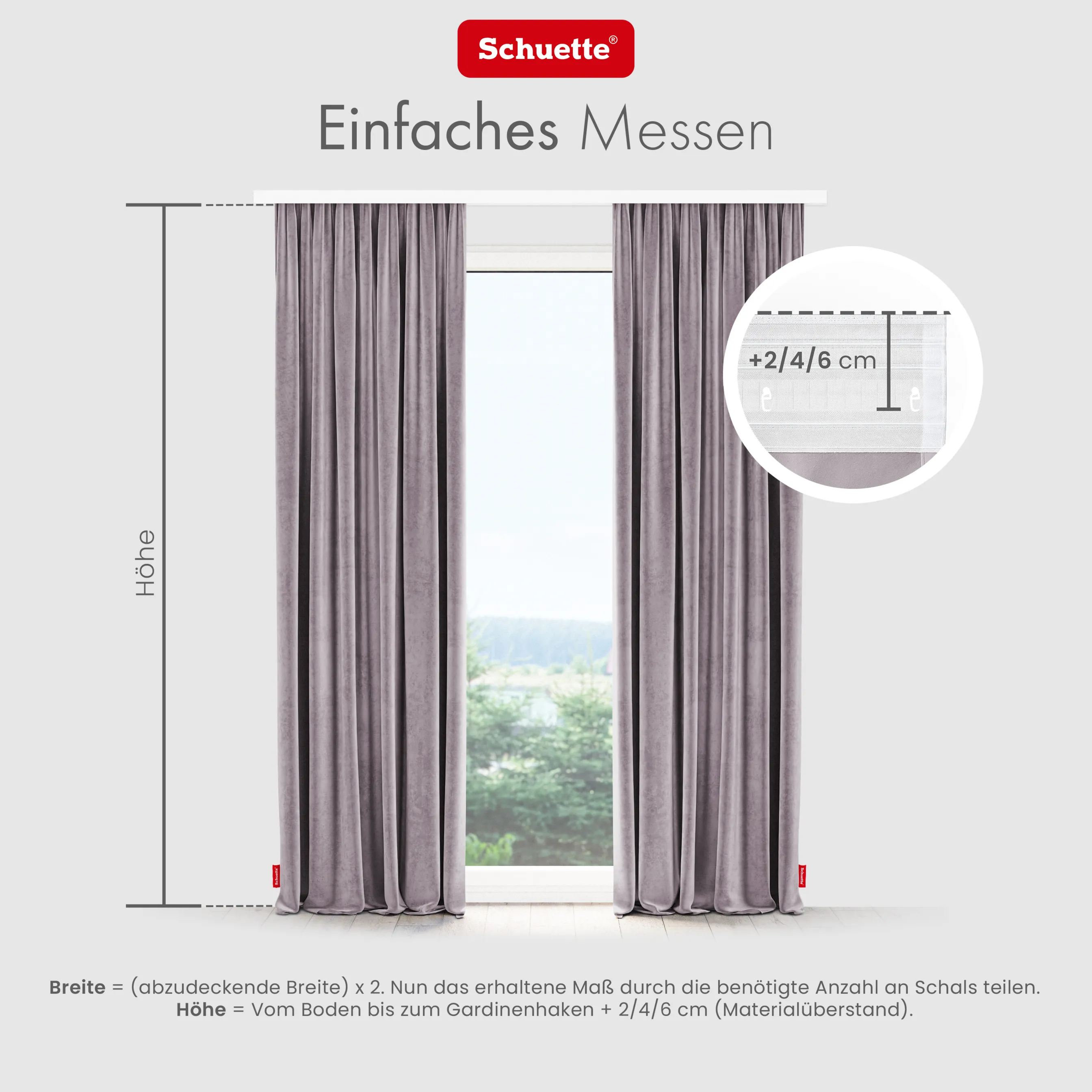 Schuette® Verdunkelungs-Vorhang Gardine mit Tunnelband nach Maß ● Millenium Velvet Kollektion: Purple Grape (Lila) ● 1 Stück ● Knitterfrei Pflegeleicht Thermo Blickdicht & stark Abdunkelnd