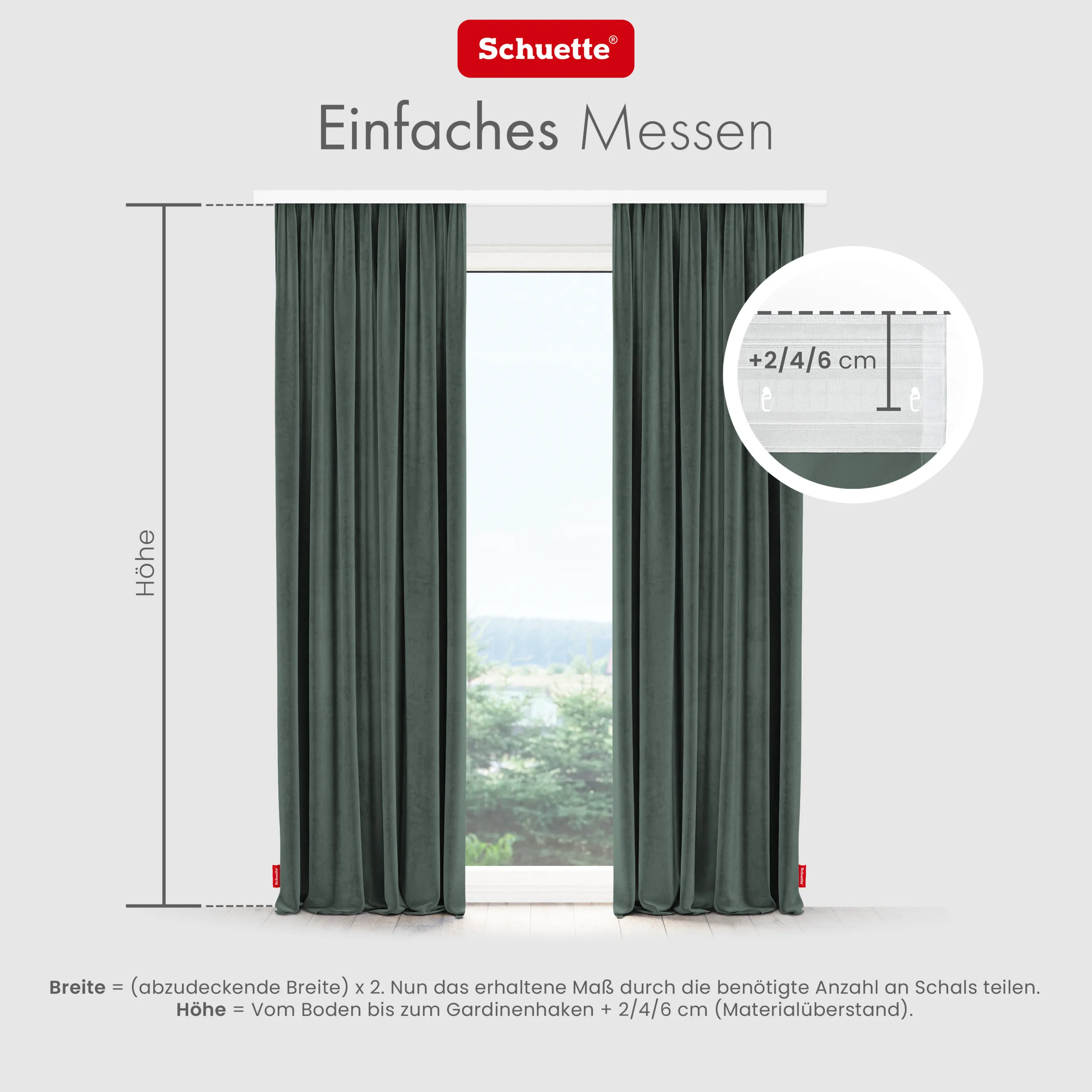 Schuette® Verdunkelungs-Vorhang Gardine mit Tunnelband nach Maß ● Millenium Velvet Kollektion: Isle of Pines (Dunkelgrün) ● 1 Stück ● Knitterfrei Pflegeleicht Thermo Blickdicht & stark Abdunkelnd