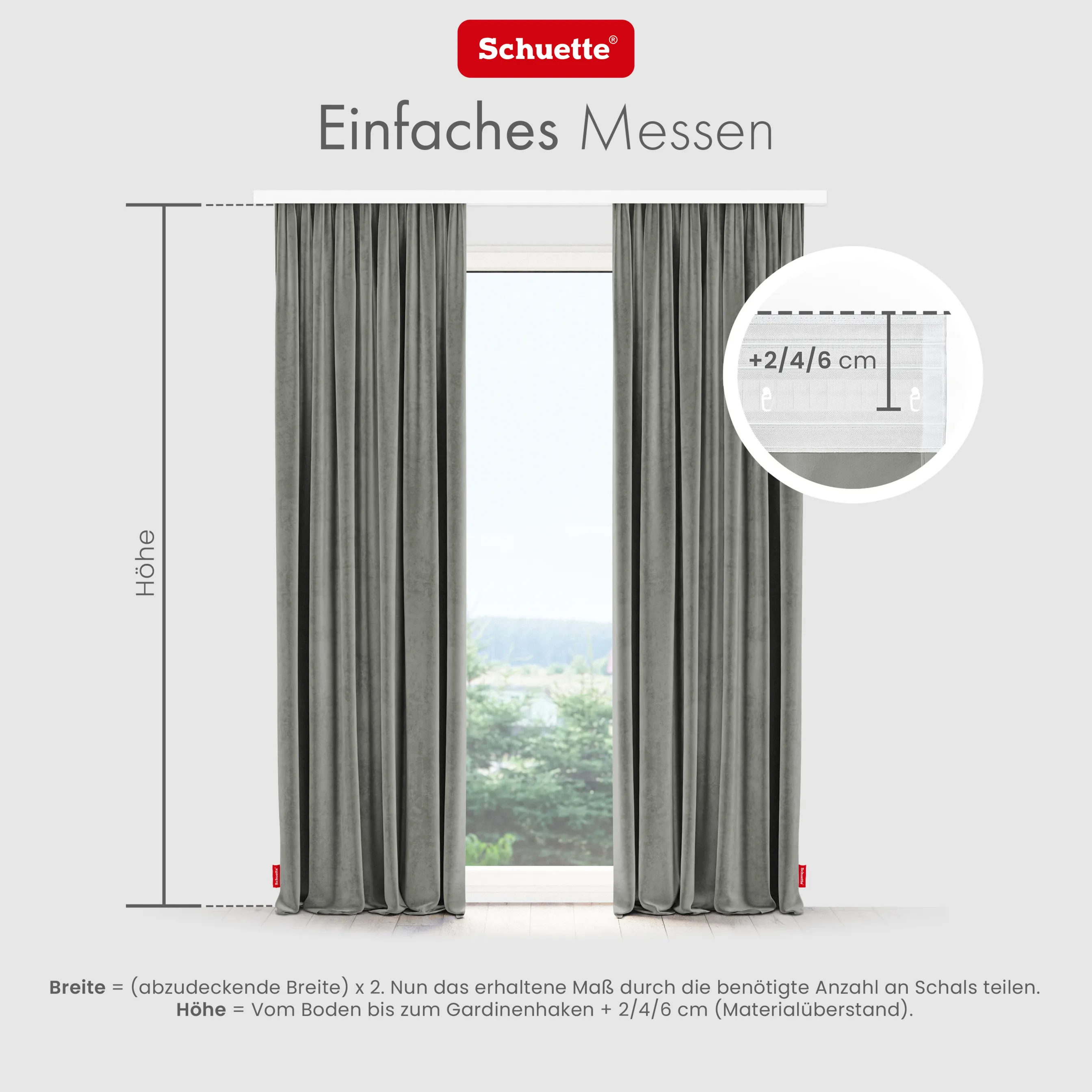 Schuette® Verdunkelungs-Vorhang Gardine mit Tunnelband nach Maß ● Millenium Velvet Kollektion: Umber Gray (Grau) ● 1 Stück ● Knitterfrei Pflegeleicht Thermo Blickdicht & stark Abdunkelnd