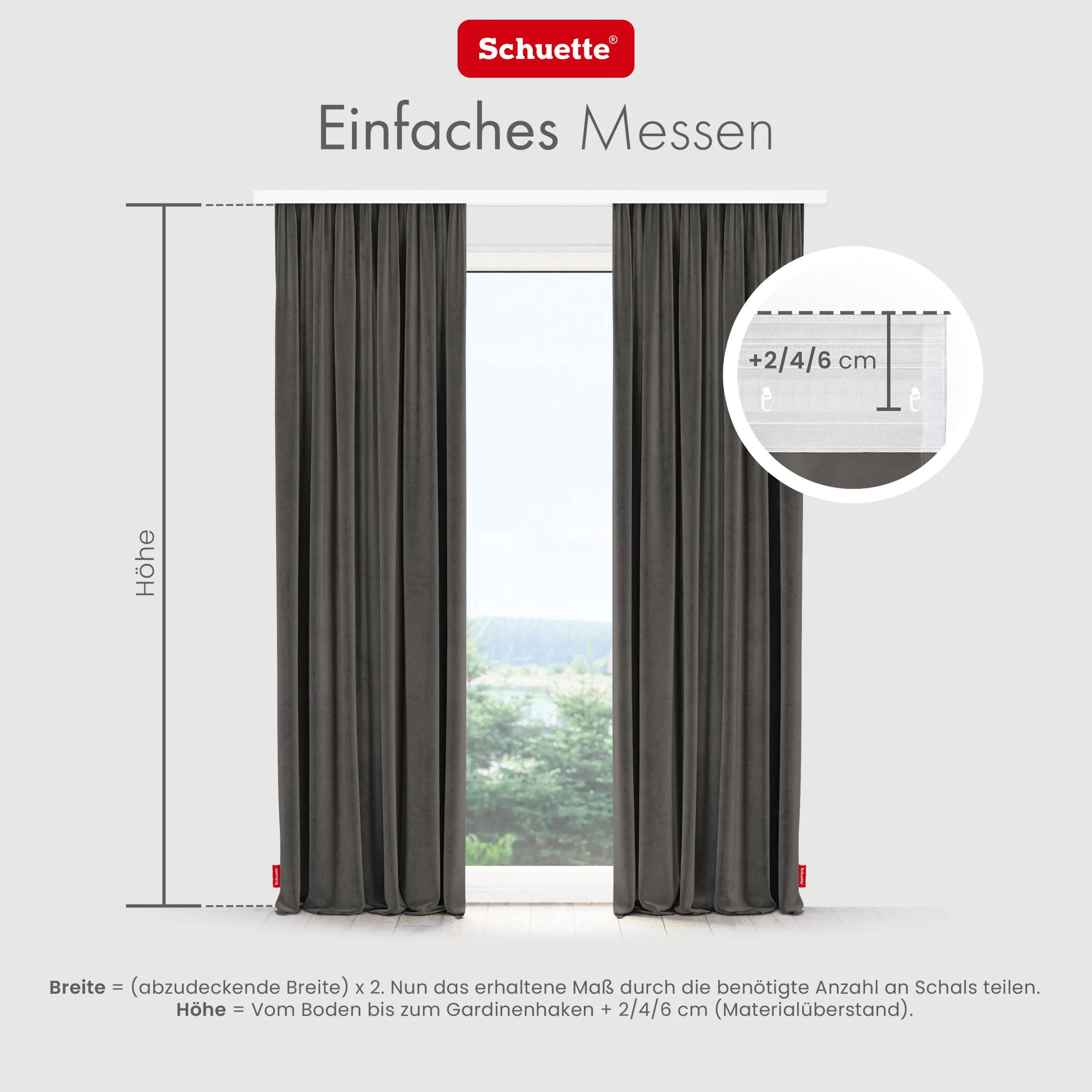 Schuette® Verdunkelungs-Vorhang Gardine mit Tunnelband nach Maß ● Millenium Velvet Kollektion: Great Wolf (Grau) ● 1 Stück ● Knitterfrei Pflegeleicht Thermo Blickdicht & stark Abdunkelnd