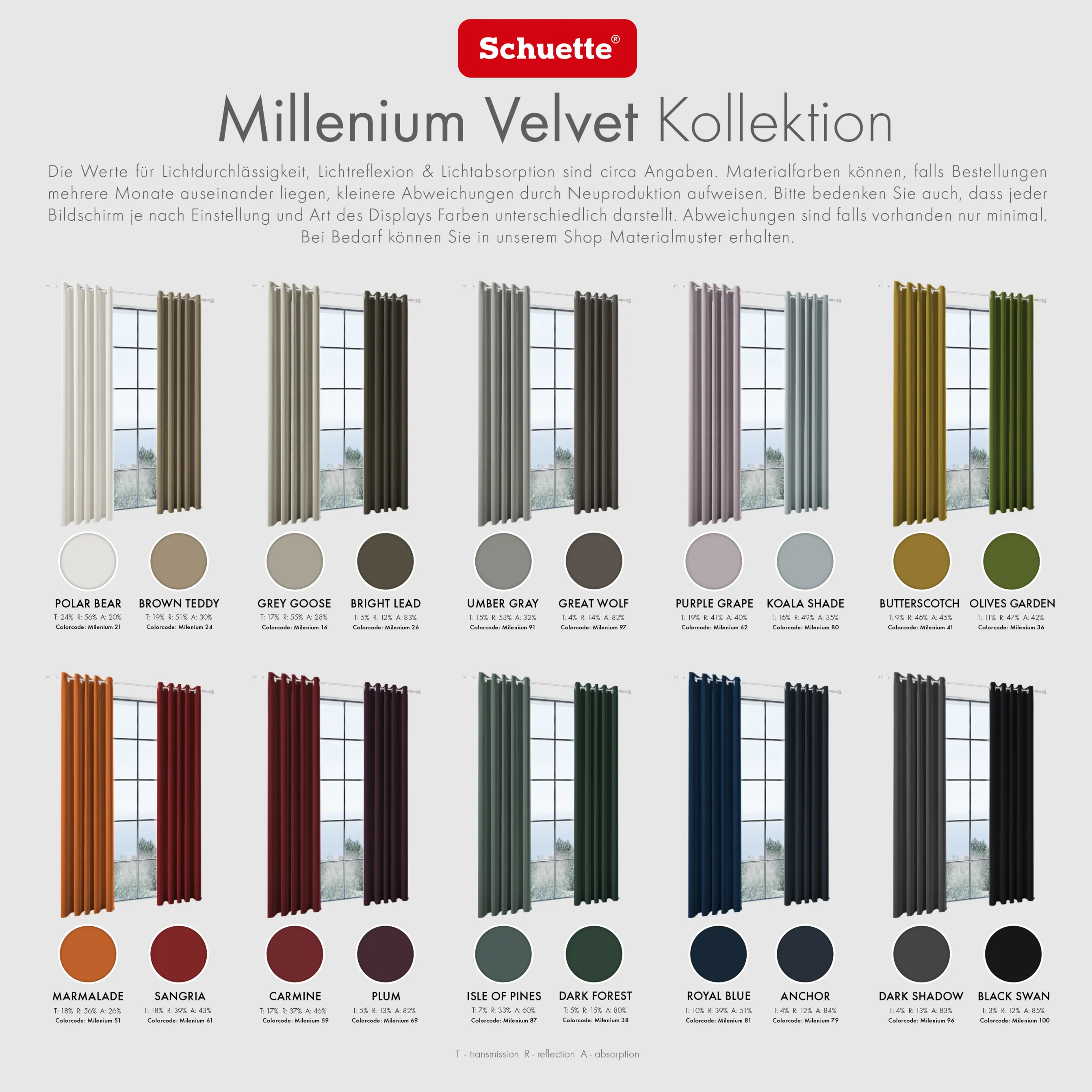 Schuette® Verdunkelungs-Vorhang Gardine mit Ösen nach Maß ● Millenium Velvet Kollektion: Dark Shadow (Grau) ● 1 Stück ● Knitterfrei Pflegeleicht Thermo Blickdicht & stark Abdunkelnd