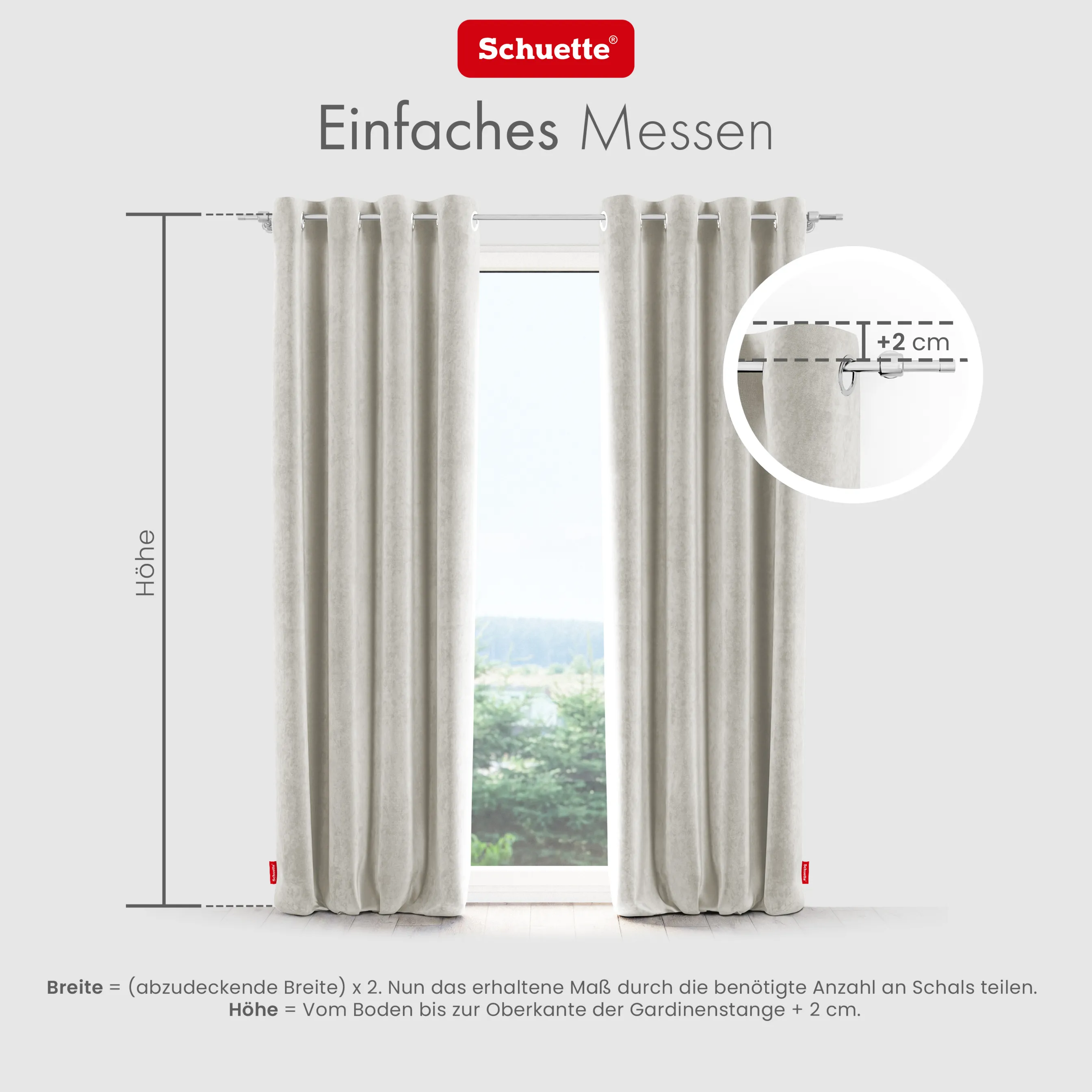 Schuette® Verdunkelungs-Vorhang Gardine mit Ösen nach Maß ● Millenium Velvet Kollektion: Polar Bear (Weiß-Grau-Beige) ● 1 Stück ● Knitterfrei Pflegeleicht Thermo Blickdicht & stark Abdunkelnd