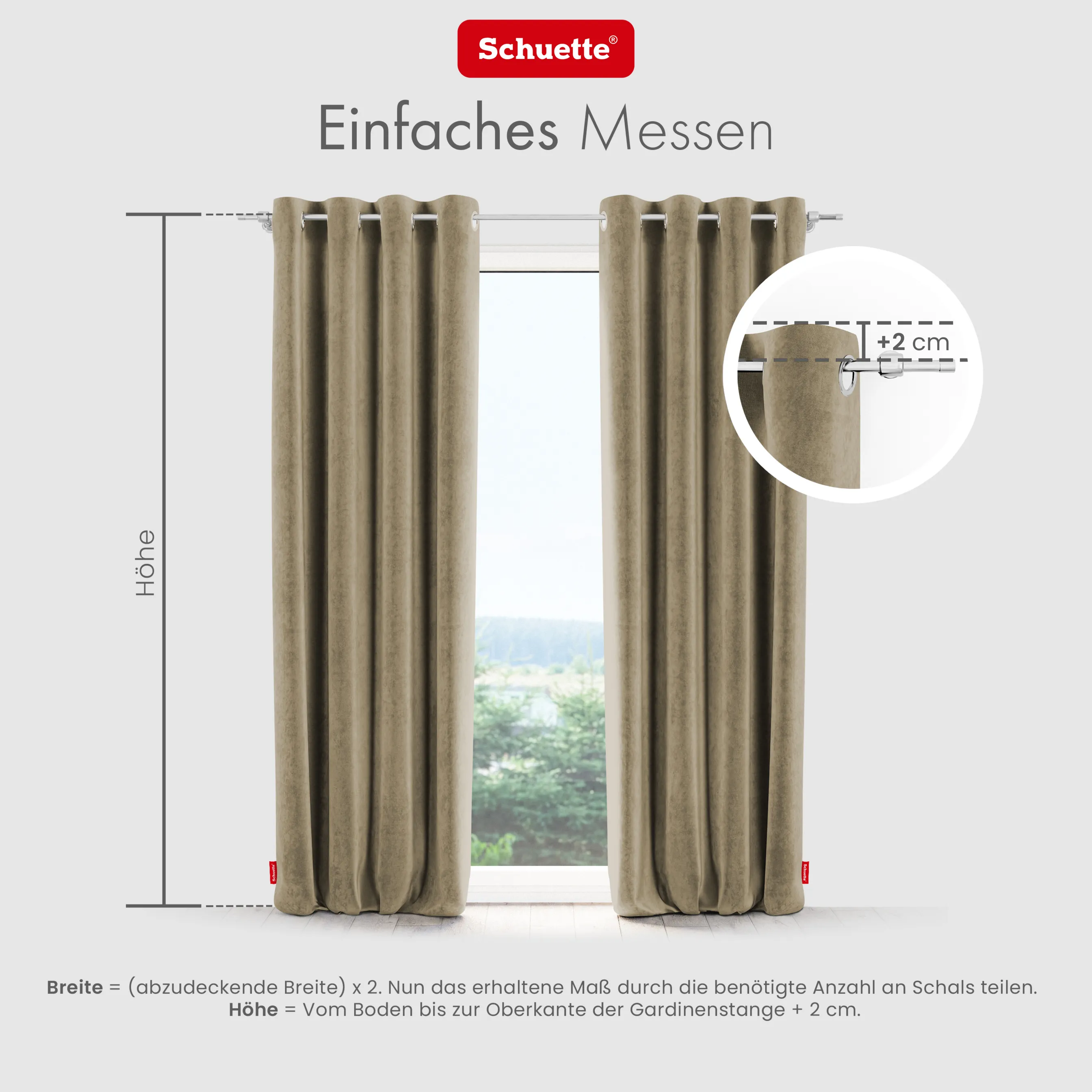 Schuette® Verdunkelungs-Vorhang Gardine mit Ösen nach Maß ● Millenium Velvet Kollektion: Brown Teddy (Beige) ● 1 Stück ● Knitterfrei Pflegeleicht Thermo Blickdicht & stark Abdunkelnd