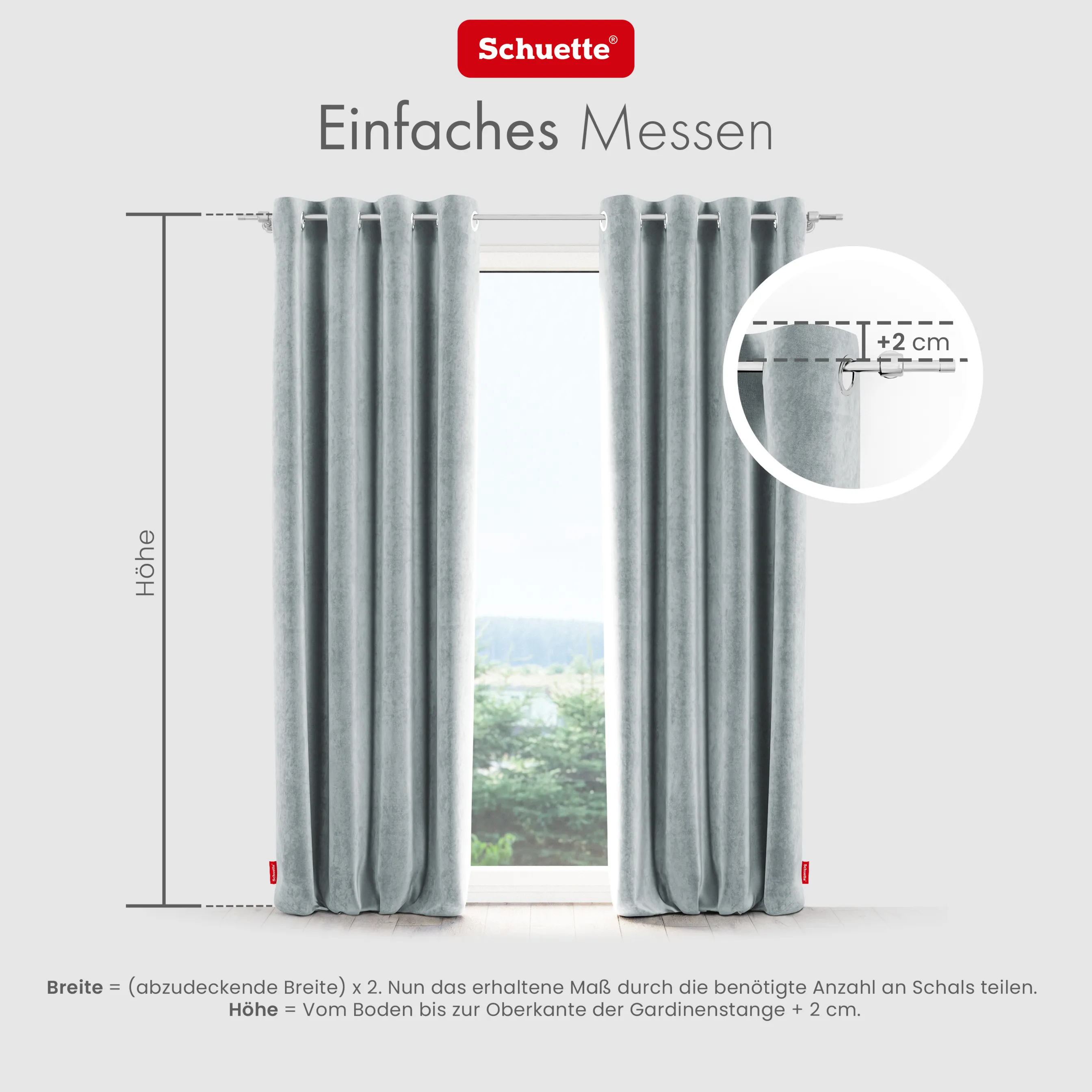 Schuette® Verdunkelungs-Vorhang Gardine mit Ösen nach Maß ● Millenium Velvet Kollektion: Koala Shade (Grau) ● 1 Stück ● Knitterfrei Pflegeleicht Thermo Blickdicht & stark Abdunkelnd