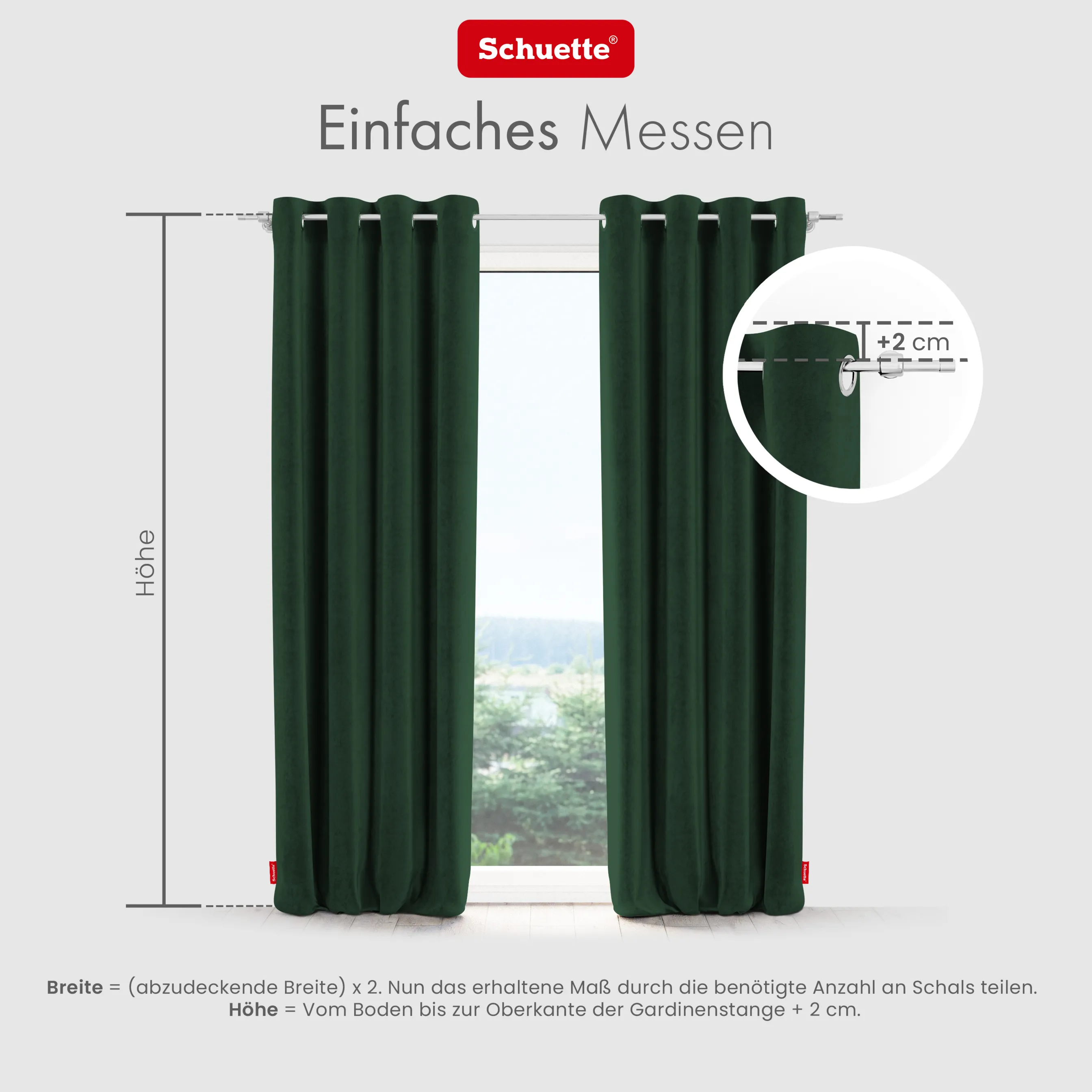 Schuette® Verdunkelungs-Vorhang Gardine mit Ösen nach Maß ● Millenium Velvet Kollektion: Dark Forest (Dunkelgrün) ● 1 Stück ● Knitterfrei Pflegeleicht Thermo Blickdicht & stark Abdunkelnd