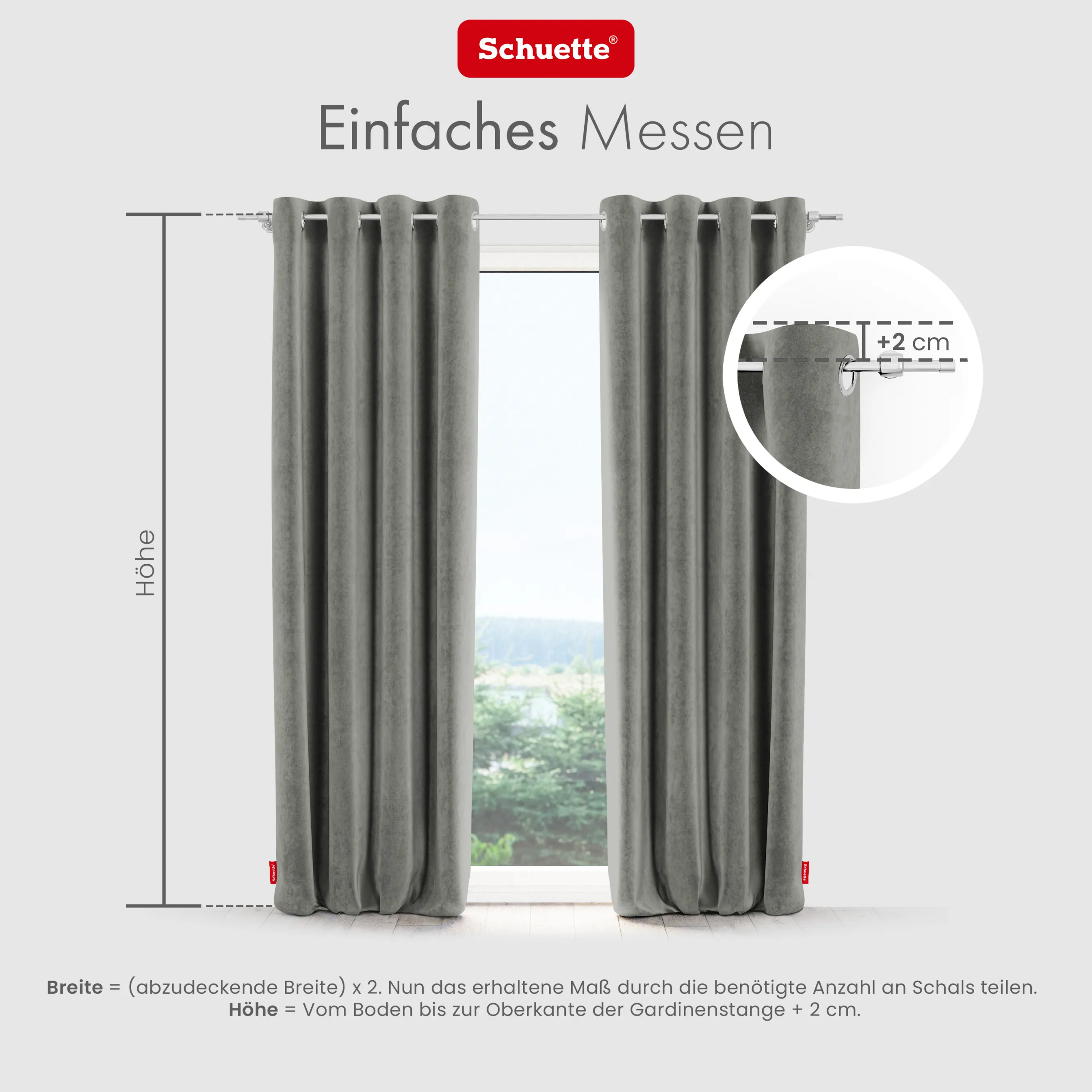 Schuette® Verdunkelungs-Vorhang Gardine mit Ösen nach Maß ● Millenium Velvet Kollektion: Umber Gray (Grau) ● 1 Stück ● Knitterfrei Pflegeleicht Thermo Blickdicht & stark Abdunkelnd