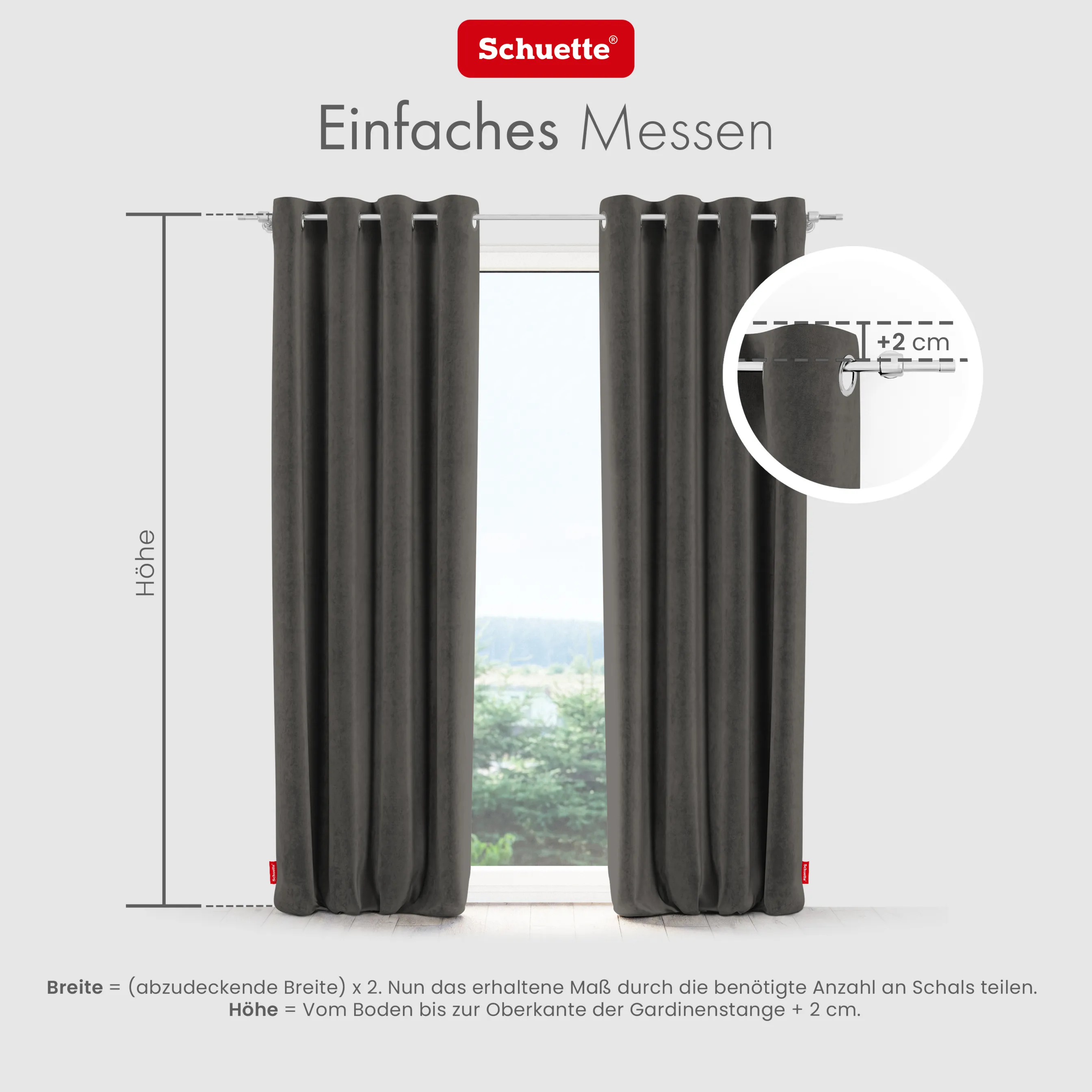 Schuette® Verdunkelungs-Vorhang Gardine mit Ösen nach Maß ● Millenium Velvet Kollektion: Great Wolf (Grau) ● 1 Stück ● Knitterfrei Pflegeleicht Thermo Blickdicht & stark Abdunkelnd