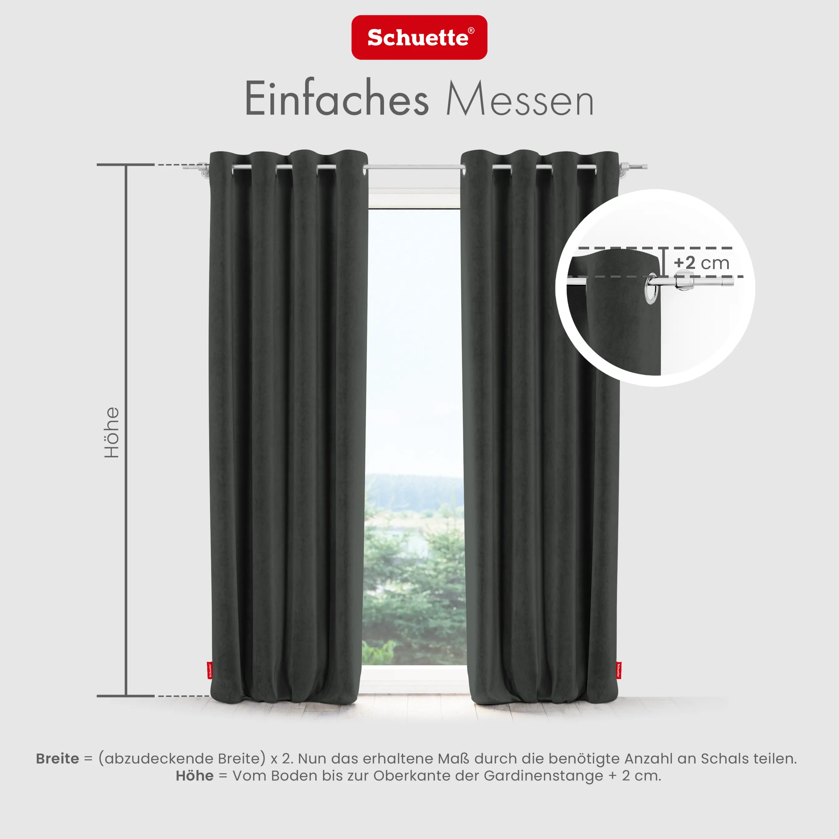 Schuette® Verdunkelungs-Vorhang Gardine mit Ösen nach Maß ● Millenium Velvet Kollektion: Dark Shadow (Grau) ● 1 Stück ● Knitterfrei Pflegeleicht Thermo Blickdicht & stark Abdunkelnd