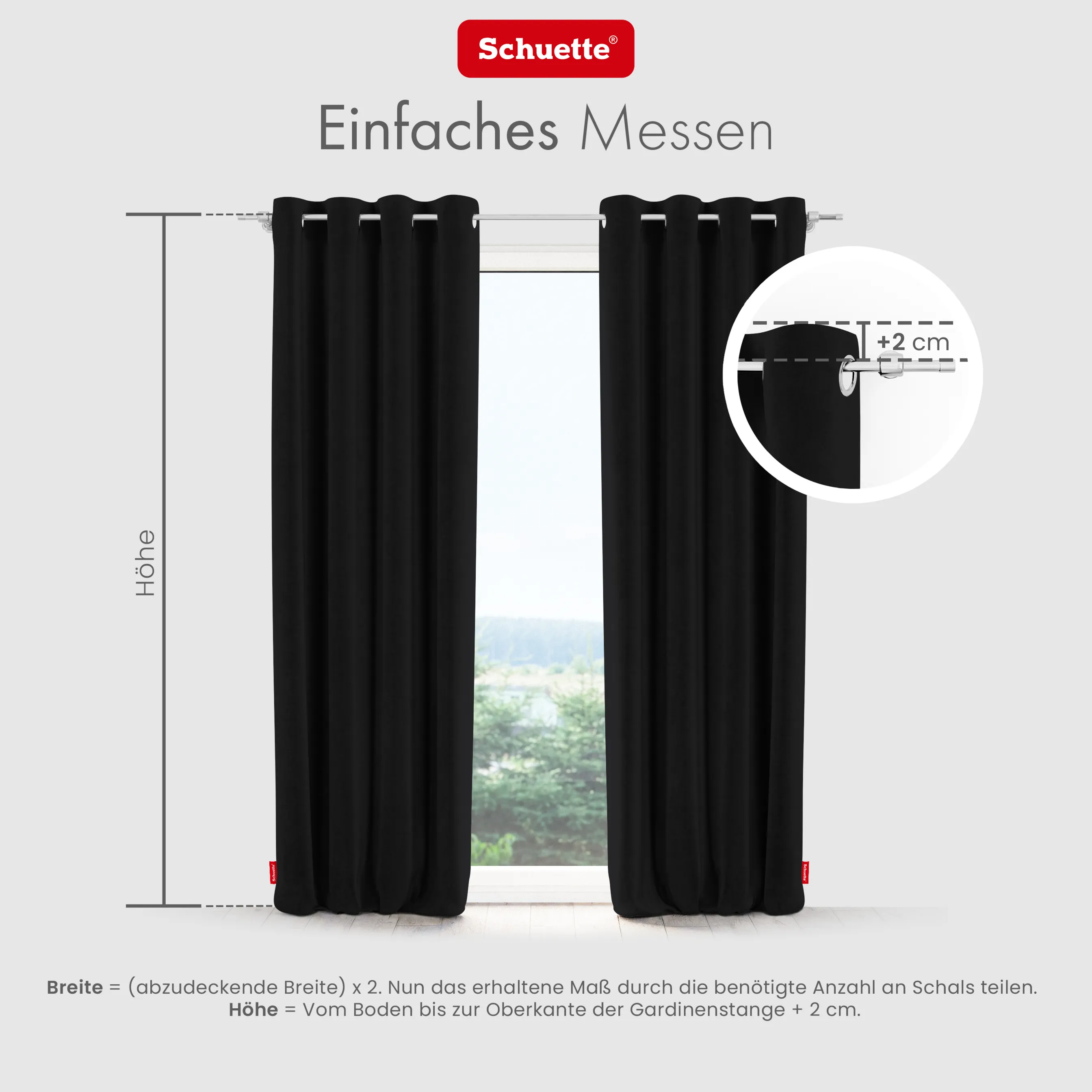 Schuette® Verdunkelungs-Vorhang Gardine mit Ösen nach Maß ● Millenium Velvet Kollektion: Black Swan (Schwarz) ● 1 Stück ● Knitterfrei Pflegeleicht Thermo Blickdicht & stark Abdunkelnd