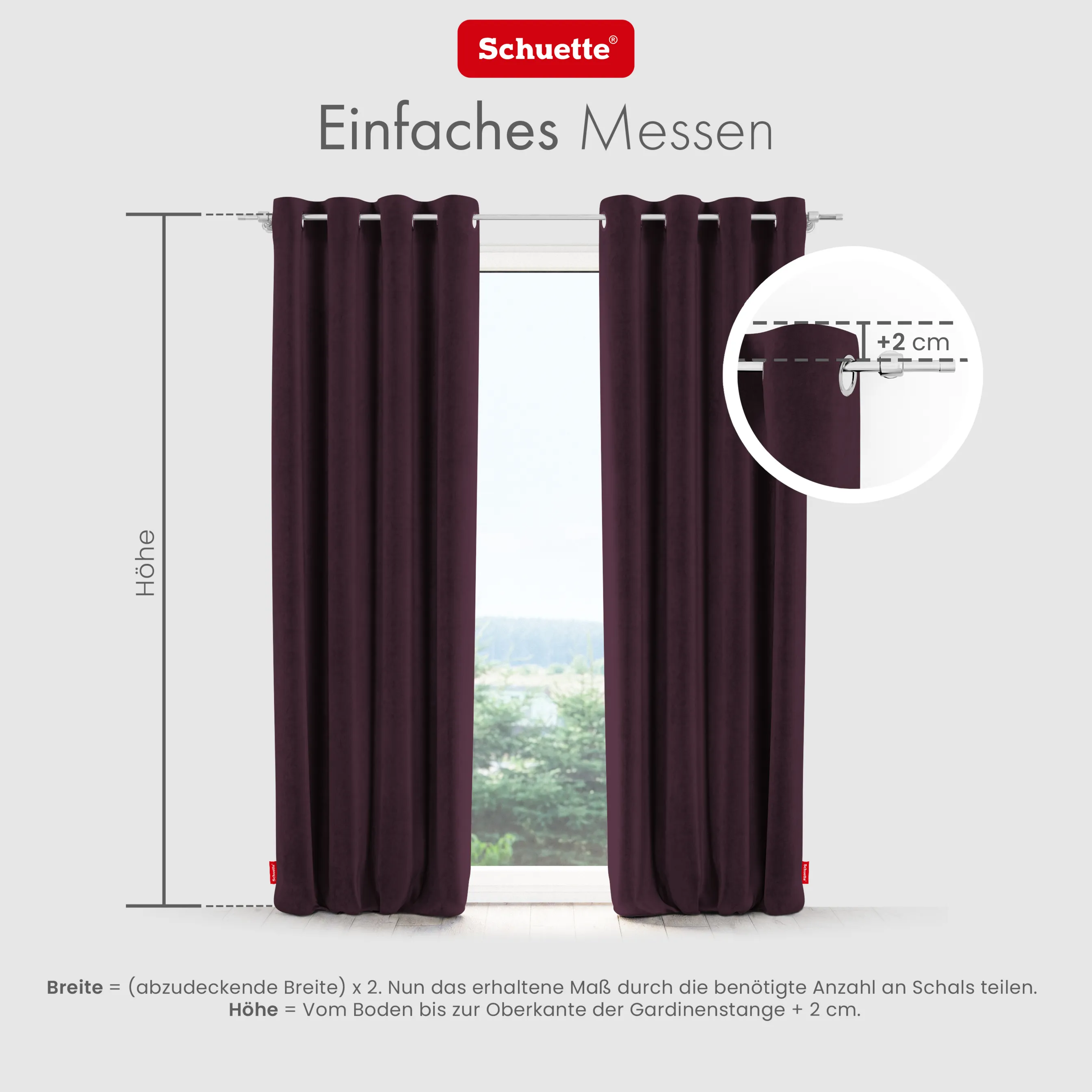 Schuette® Verdunkelungs-Vorhang Gardine mit Ösen nach Maß ● Millenium Velvet Kollektion: Plum (Purple) ● 1 Stück ● Knitterfrei Pflegeleicht Thermo Blickdicht & stark Abdunkelnd