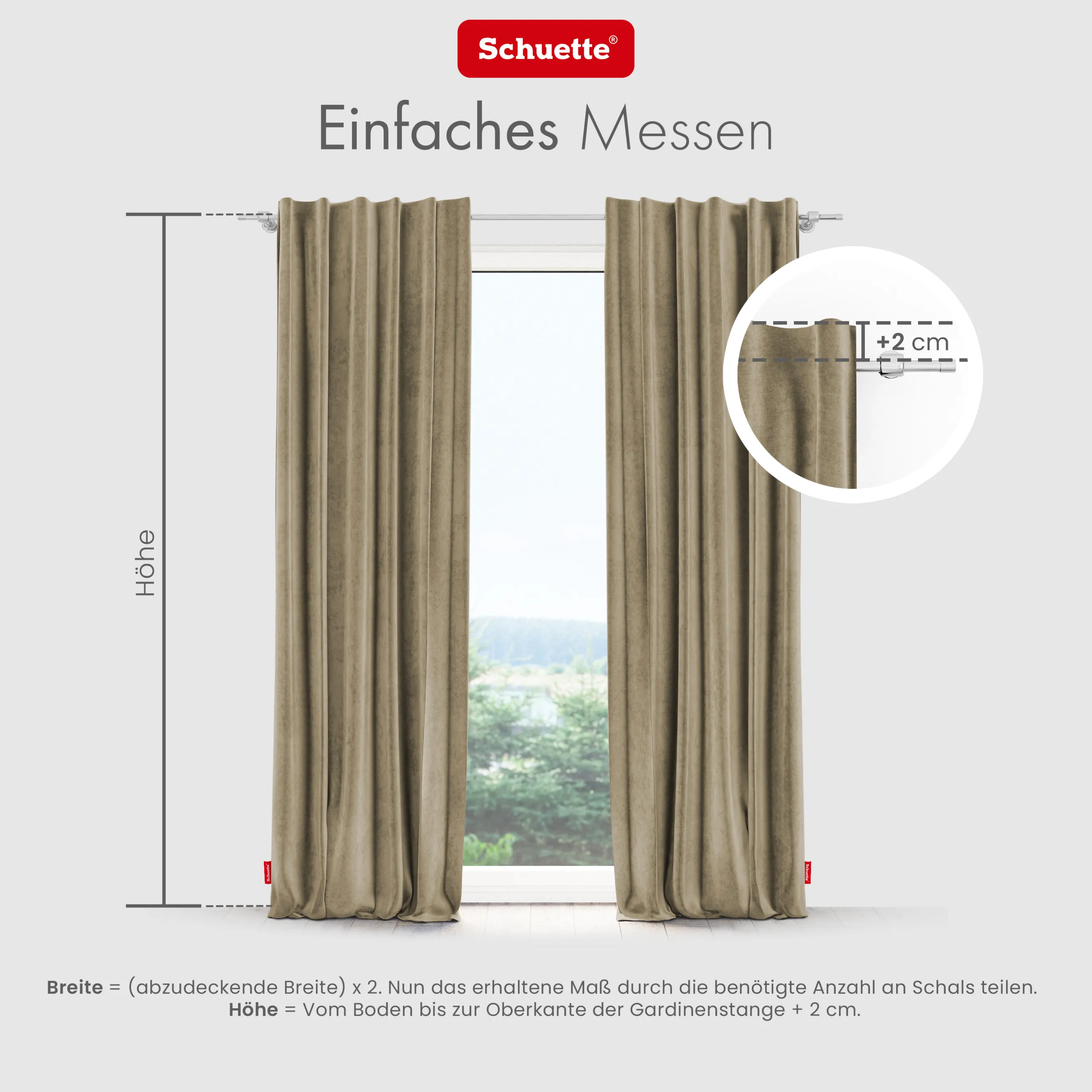 Schuette® Verdunkelungs-Vorhang Gardine mit Tunnelband nach Maß ● Millenium Velvet Kollektion: Brown Teddy (Beige) ● 1 Stück ● Knitterfrei Pflegeleicht Thermo Blickdicht & stark Abdunkelnd