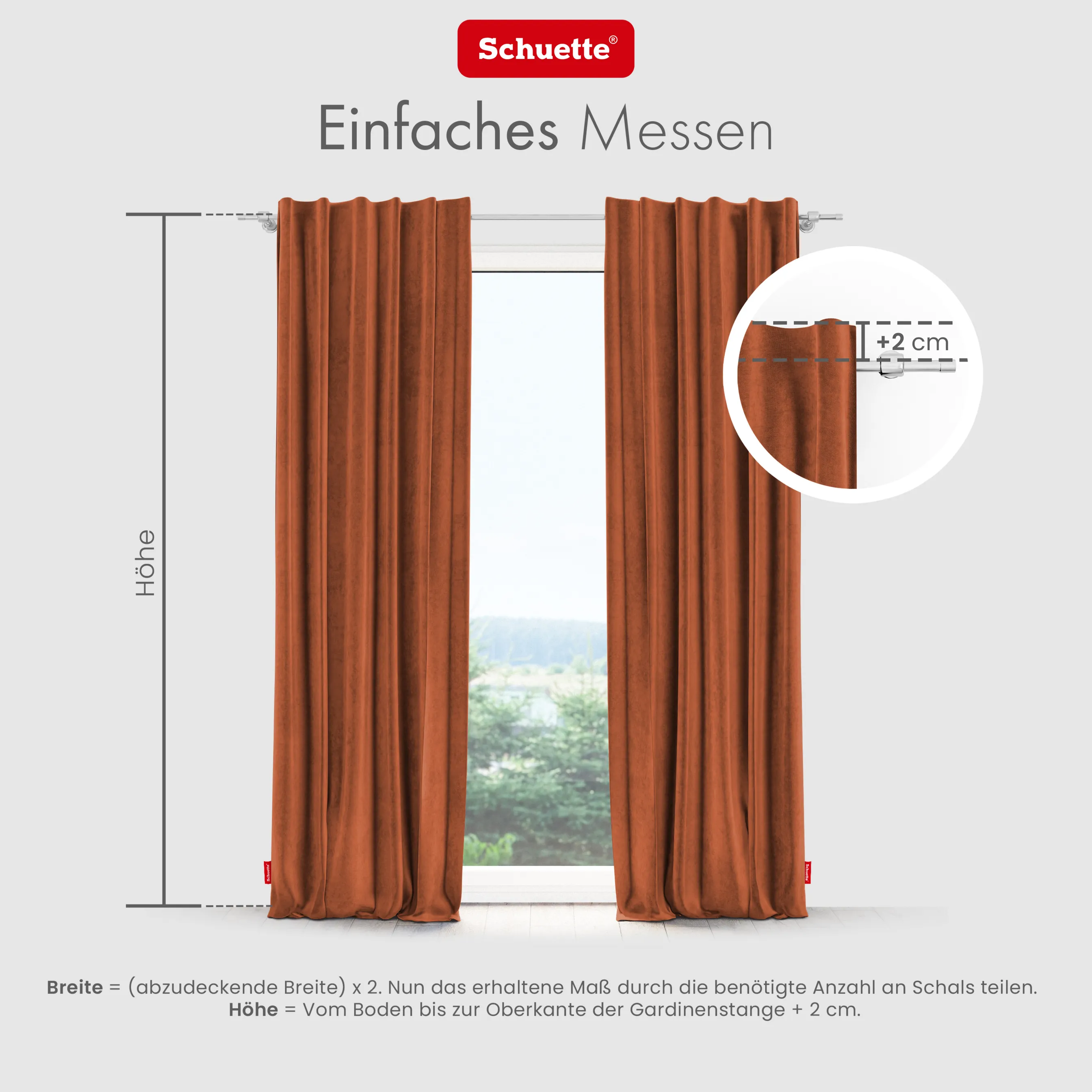 Schuette® Verdunkelungs-Vorhang Gardine mit Tunnelband nach Maß ● Millenium Velvet Kollektion: Marmalade (Orange) ● 1 Stück ● Knitterfrei Pflegeleicht Thermo Blickdicht & stark Abdunkelnd