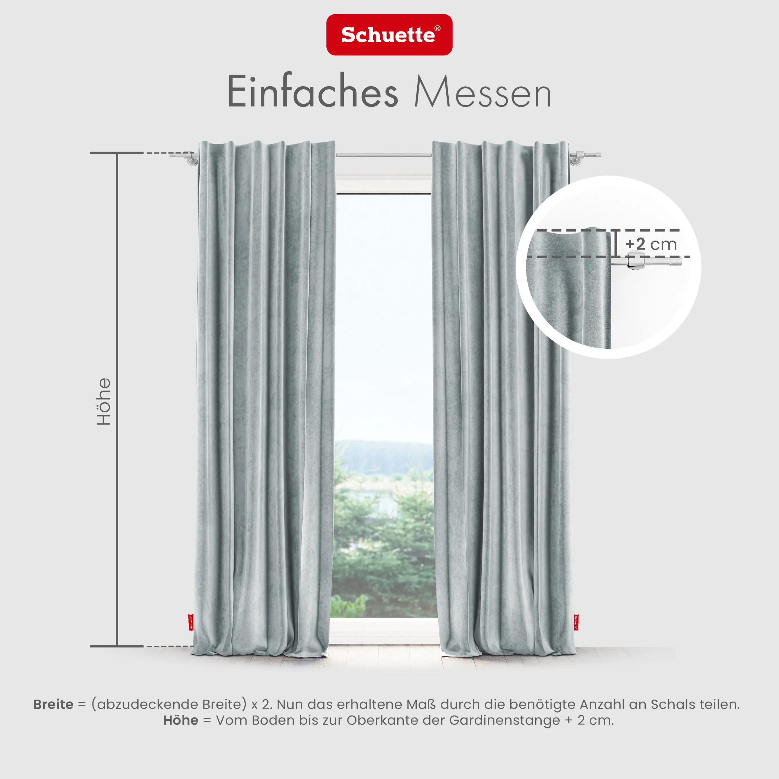 Schuette® Verdunkelungs-Vorhang Gardine mit Tunnelband nach Maß ● Millenium Velvet Kollektion: Koala Shade (Grau) ● 1 Stück ● Knitterfrei Pflegeleicht Thermo Blickdicht & stark Abdunkelnd