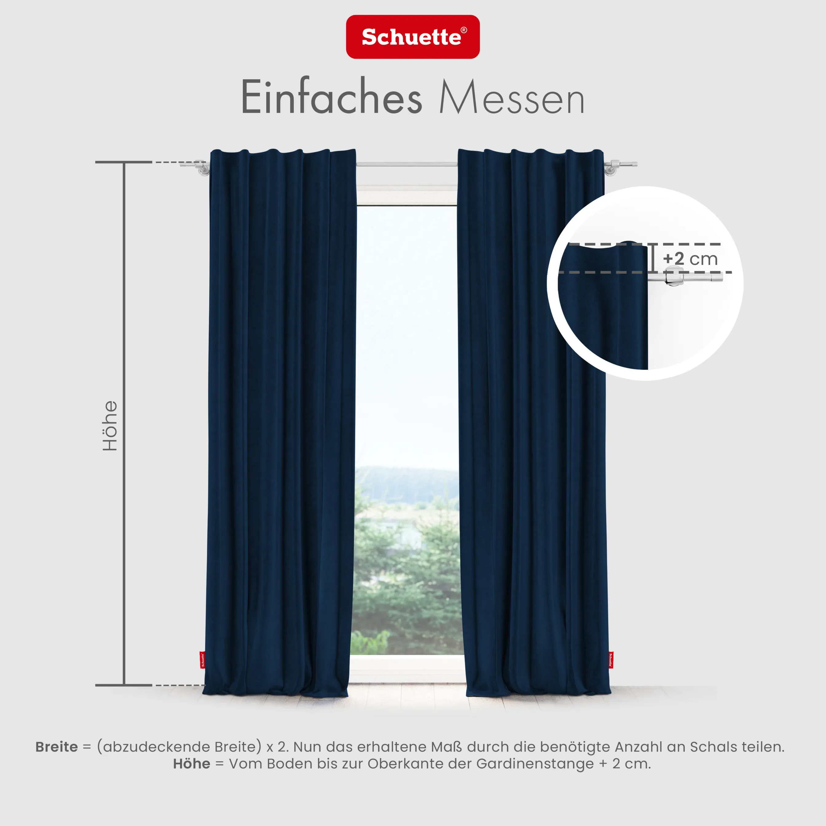 Schuette® Verdunkelungs-Vorhang Gardine mit Tunnelband nach Maß ● Millenium Velvet Kollektion: Royal Blue (Blau) ● 1 Stück ● Knitterfrei Pflegeleicht Thermo Blickdicht & stark Abdunkelnd