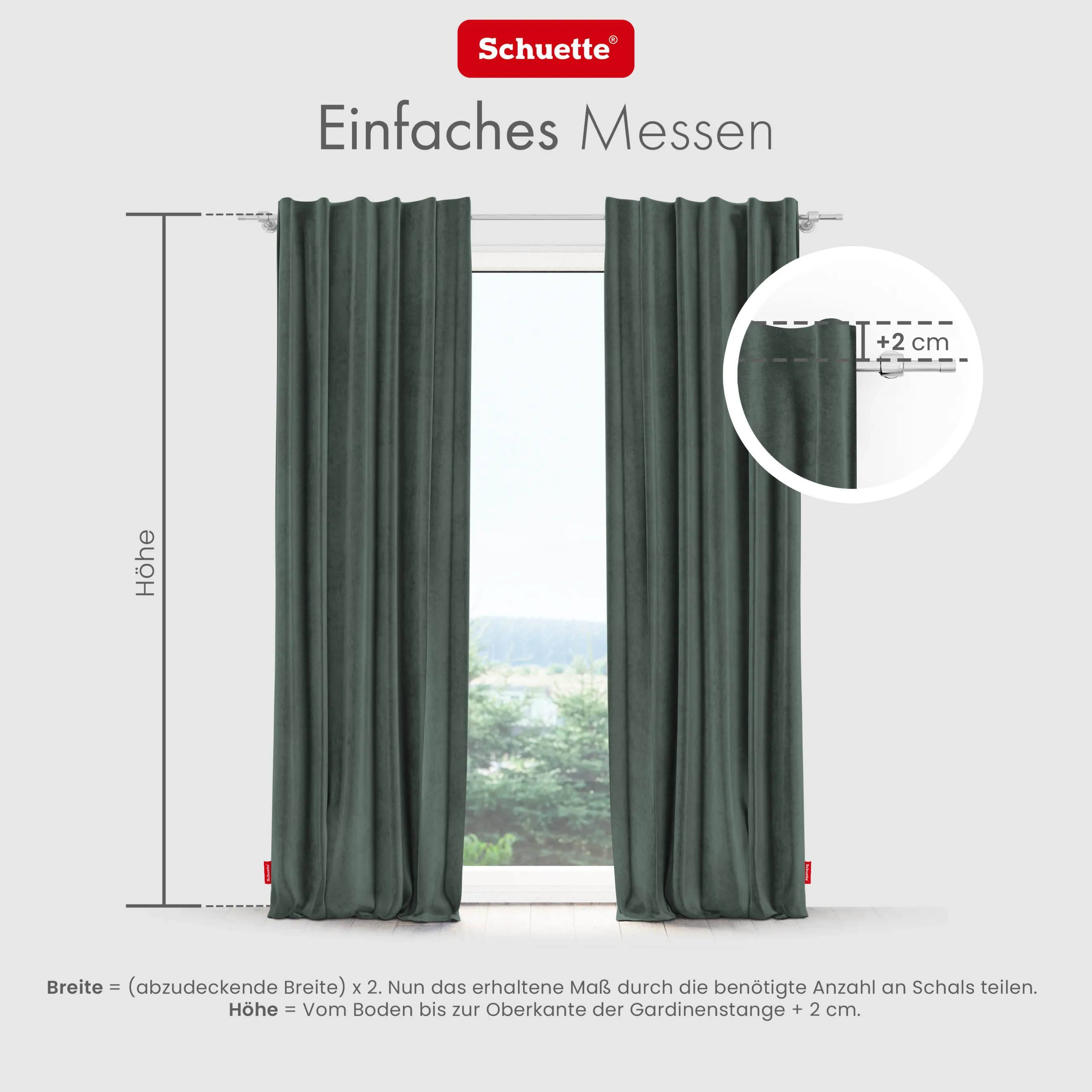 Schuette® Verdunkelungs-Vorhang Gardine mit Tunnelband nach Maß ● Millenium Velvet Kollektion: Isle of Pines (Dunkelgrün) ● 1 Stück ● Knitterfrei Pflegeleicht Thermo Blickdicht & stark Abdunkelnd