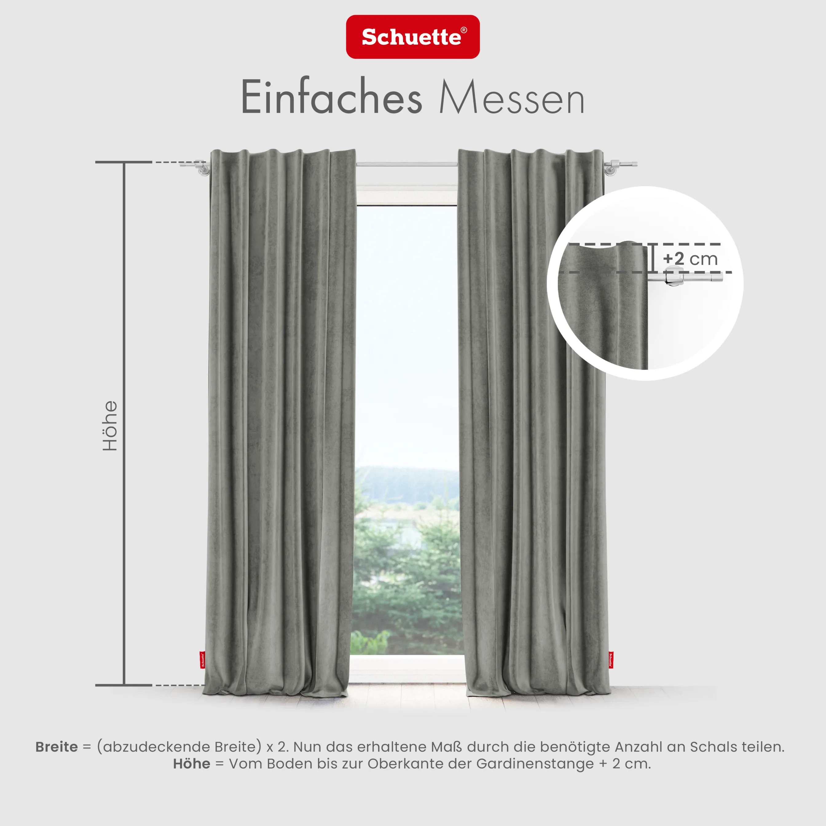 Schuette® Verdunkelungs-Vorhang Gardine mit Tunnelband nach Maß ● Millenium Velvet Kollektion: Umber Gray (Grau) ● 1 Stück ● Knitterfrei Pflegeleicht Thermo Blickdicht & stark Abdunkelnd