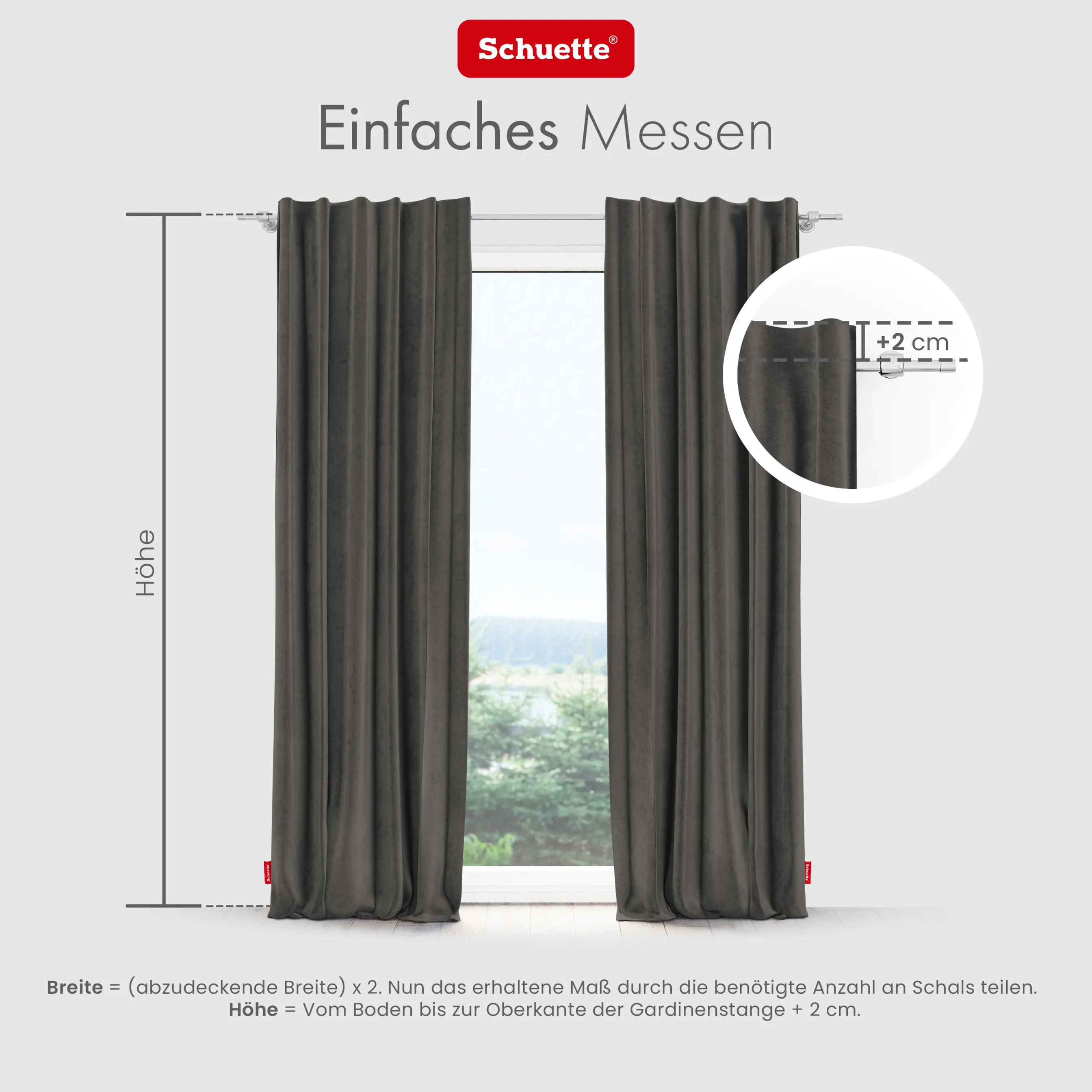 Schuette® Verdunkelungs-Vorhang Gardine mit Tunnelband nach Maß ● Millenium Velvet Kollektion: Great Wolf (Grau) ● 1 Stück ● Knitterfrei Pflegeleicht Thermo Blickdicht & stark Abdunkelnd