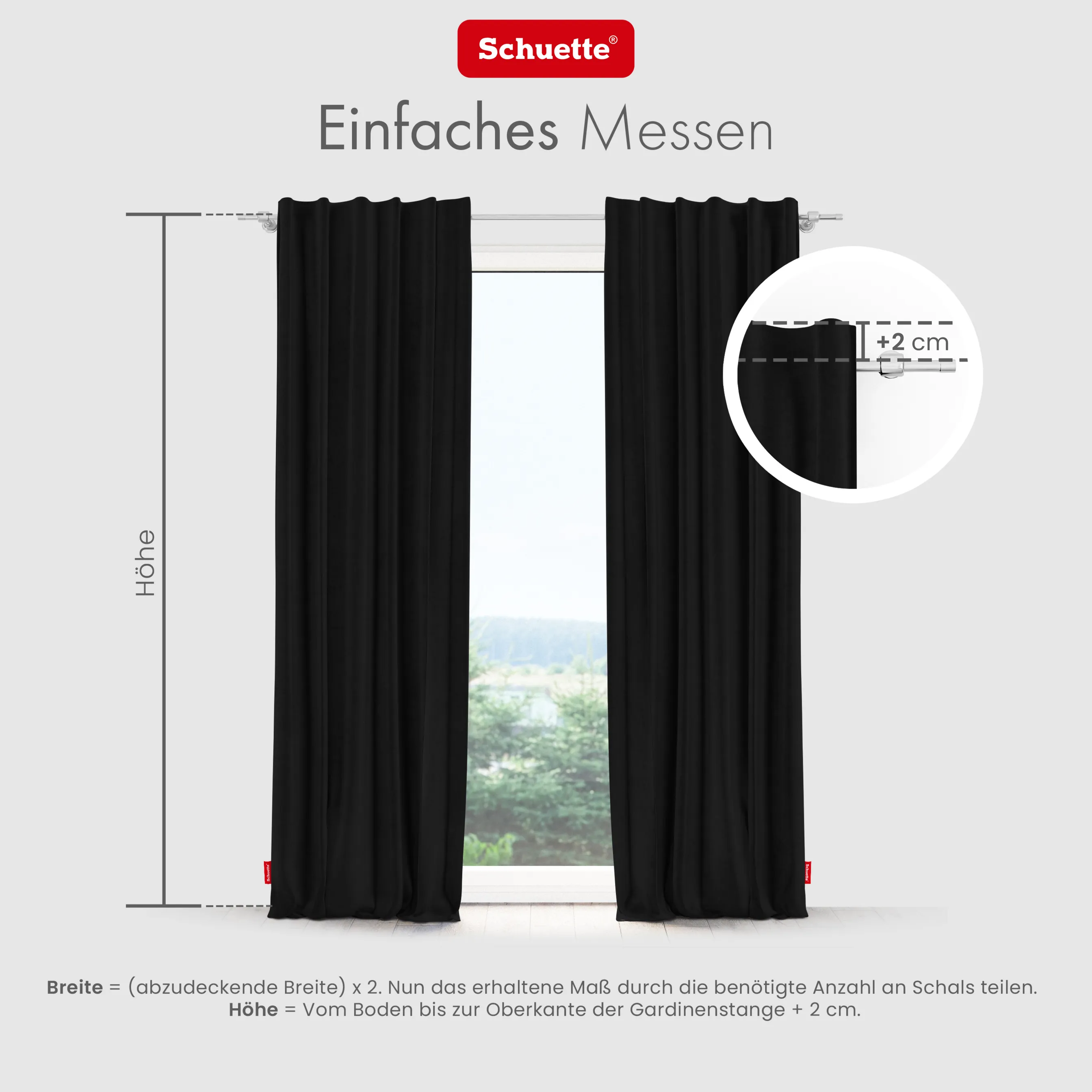 Schuette® Verdunkelungs-Vorhang Gardine mit Tunnelband nach Maß ● Millenium Velvet Kollektion: Black Swan (Schwarz) ● 1 Stück ● Knitterfrei Pflegeleicht Thermo Blickdicht & stark Abdunkelnd