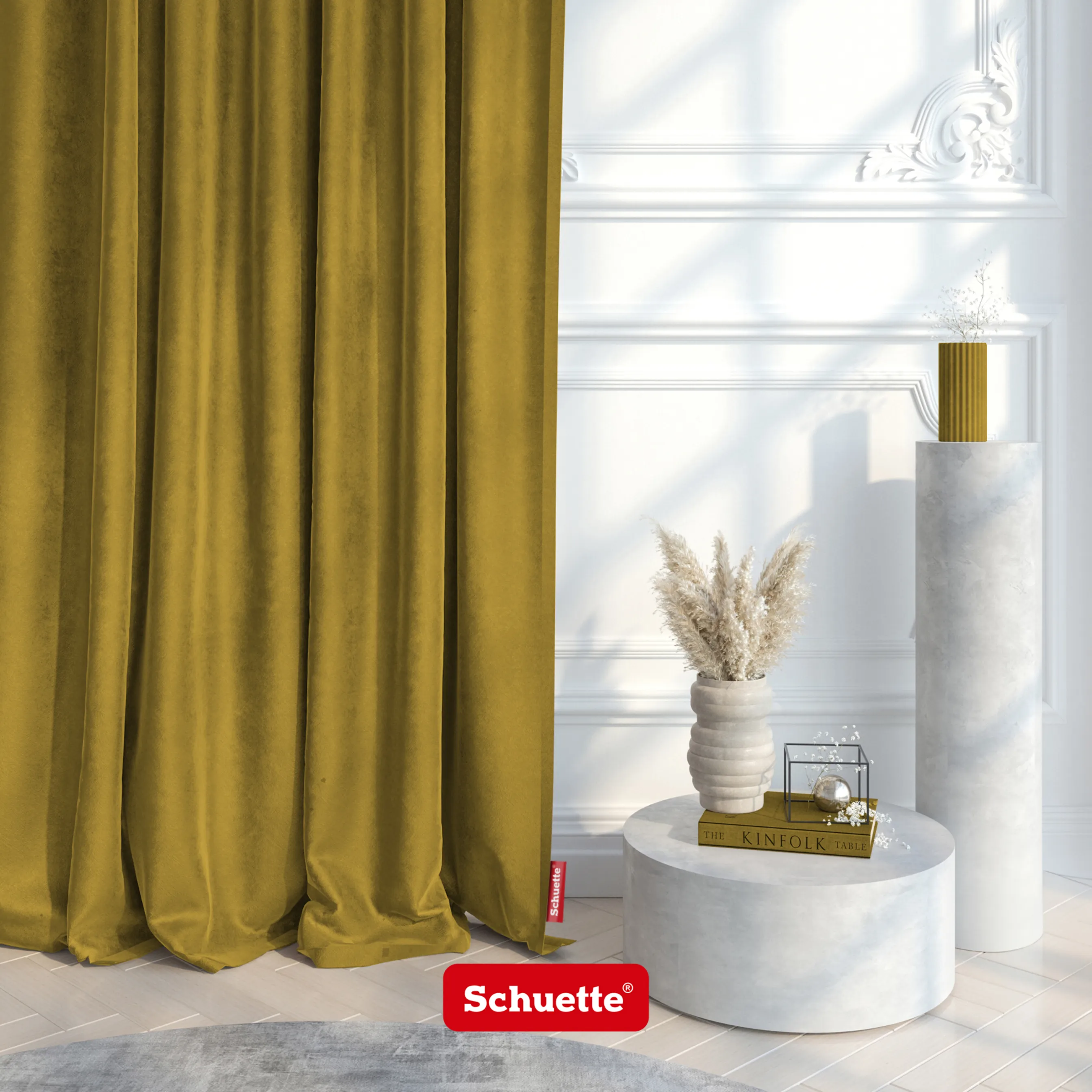 Schuette® Verdunkelungs-Vorhang Gardine mit Tunnelband nach Maß ● Millenium Velvet Kollektion: Butterscotch (Gelb) ● 1 Stück ● Knitterfrei Pflegeleicht Thermo Blickdicht & stark Abdunkelnd