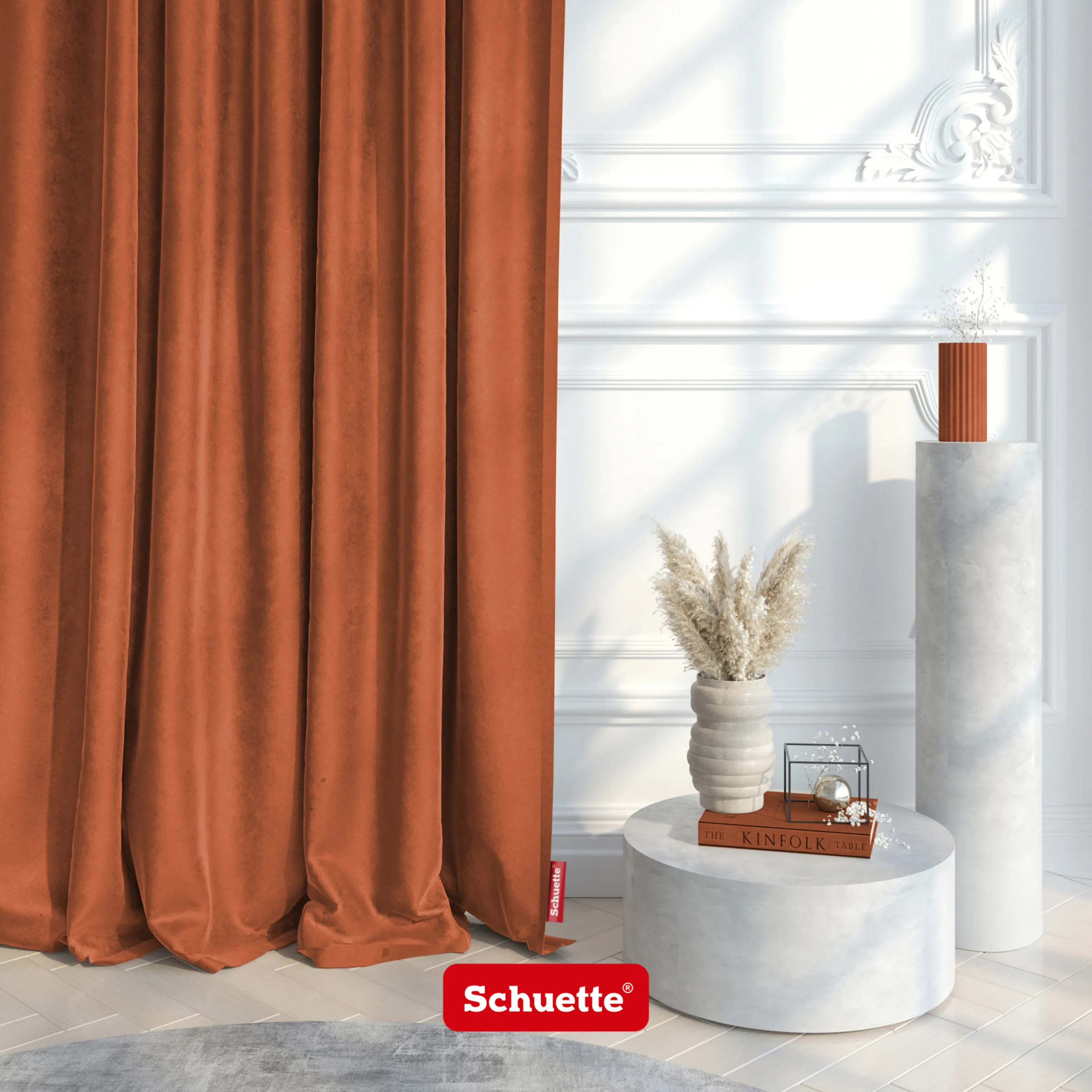 Schuette® Verdunkelungs-Vorhang Gardine mit Tunnelband nach Maß ● Millenium Velvet Kollektion: Marmalade (Orange) ● 1 Stück ● Knitterfrei Pflegeleicht Thermo Blickdicht & stark Abdunkelnd