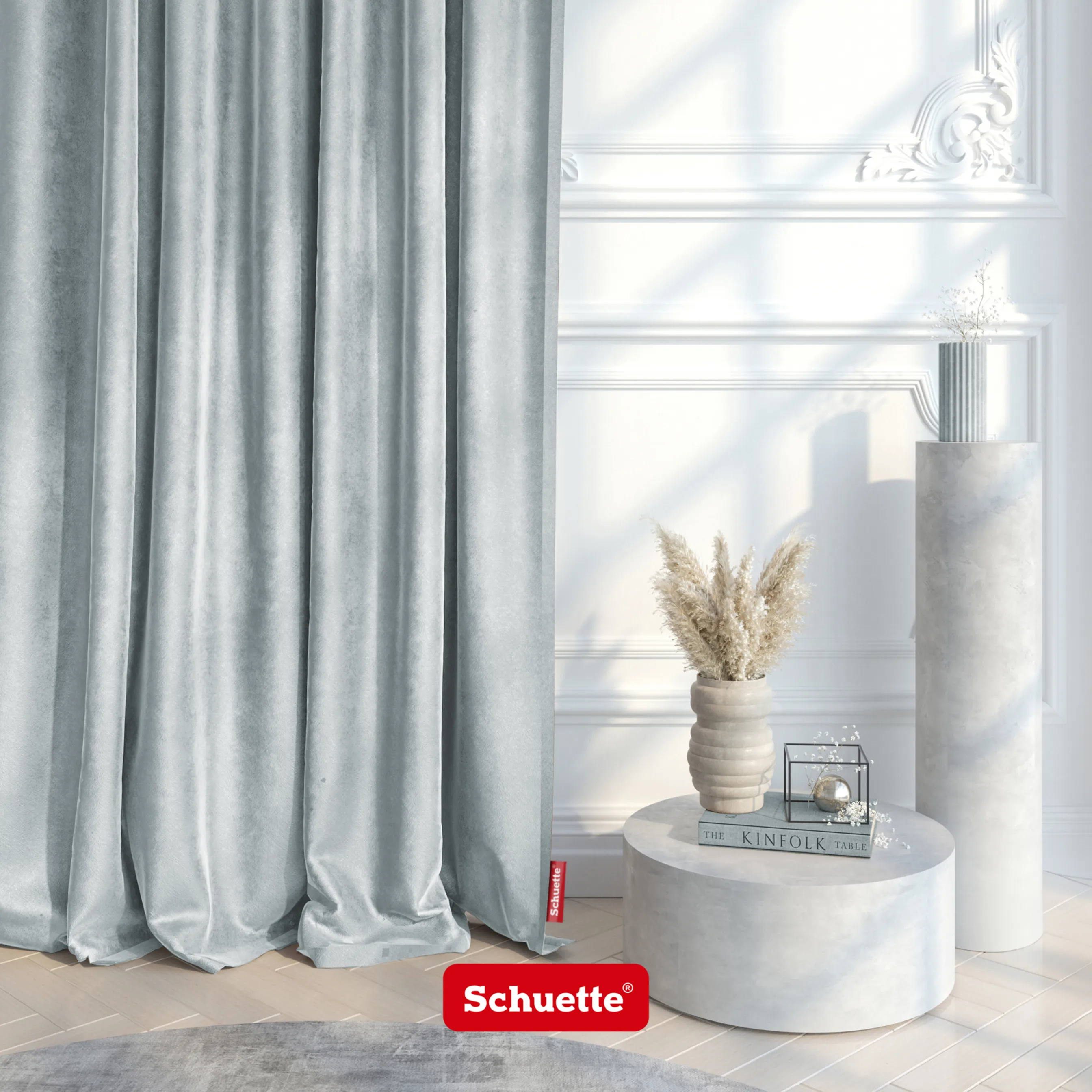 Schuette® Verdunkelungs-Vorhang Gardine mit Tunnelband nach Maß ● Millenium Velvet Kollektion: Koala Shade (Grau) ● 1 Stück ● Knitterfrei Pflegeleicht Thermo Blickdicht & stark Abdunkelnd