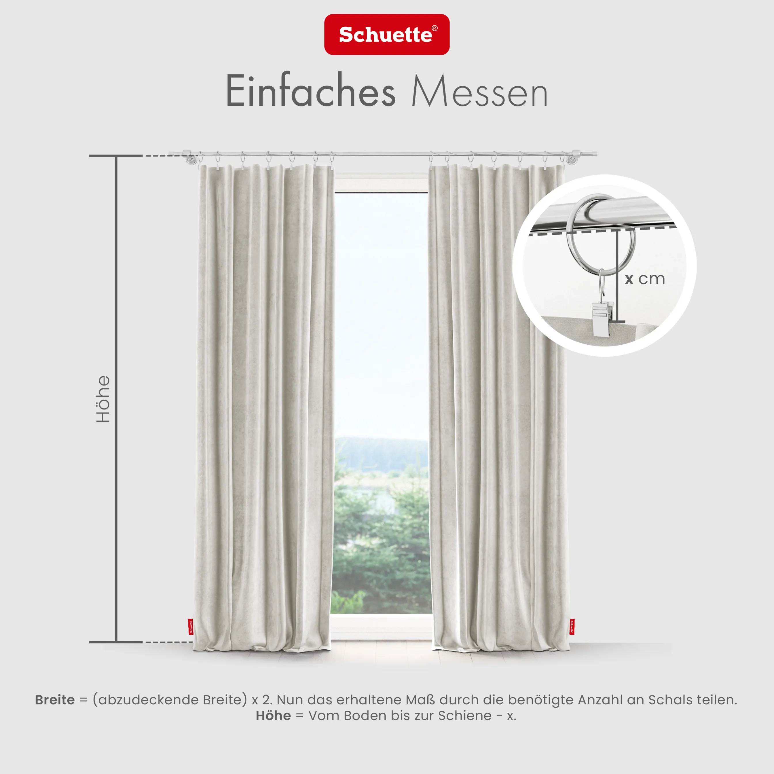 Schuette® Verdunkelungs-Vorhang Gardine mit Tunnelband nach Maß ● Millenium Velvet Kollektion: Polar Bear (Weiß-Grau-Beige) ● 1 Stück ● Knitterfrei Pflegeleicht Thermo Blickdicht & stark Abdunkelnd