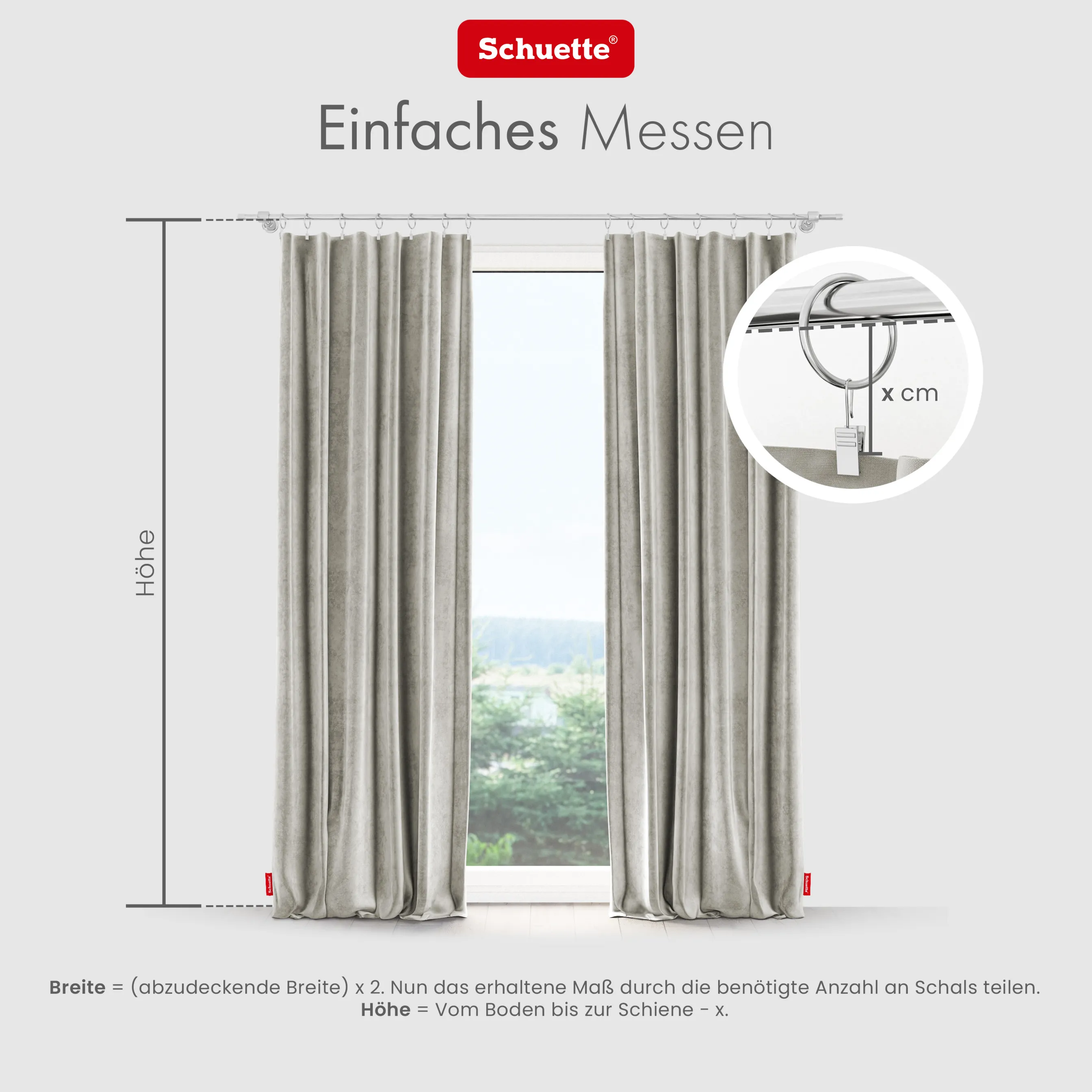 Schuette® Verdunkelungs-Vorhang Gardine mit Tunnelband nach Maß ● Millenium Velvet Kollektion: Grey Goose (Beige) ● 1 Stück ● Knitterfrei Pflegeleicht Thermo Blickdicht & stark Abdunkelnd