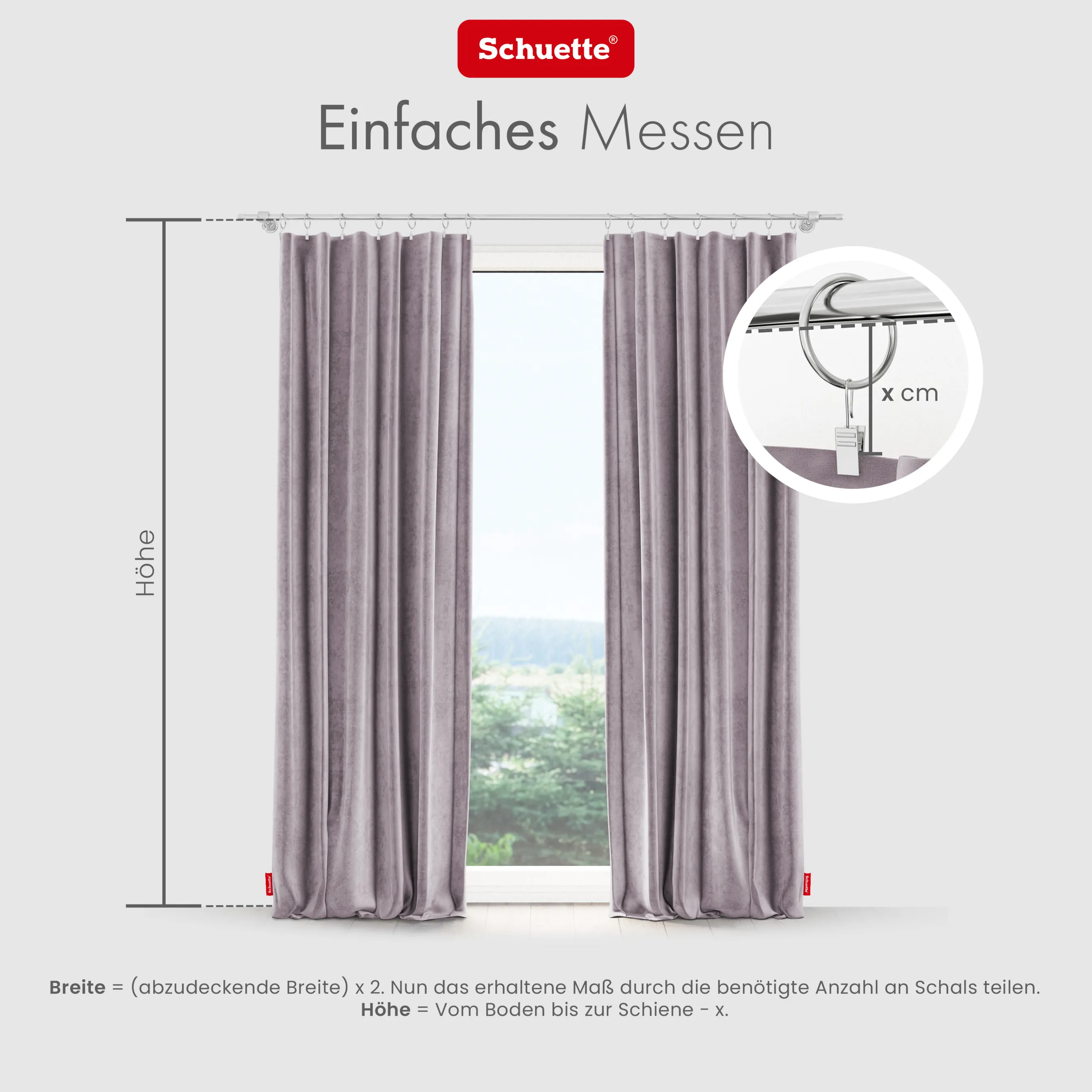 Schuette® Verdunkelungs-Vorhang Gardine mit Tunnelband nach Maß ● Millenium Velvet Kollektion: Purple Grape (Lila) ● 1 Stück ● Knitterfrei Pflegeleicht Thermo Blickdicht & stark Abdunkelnd