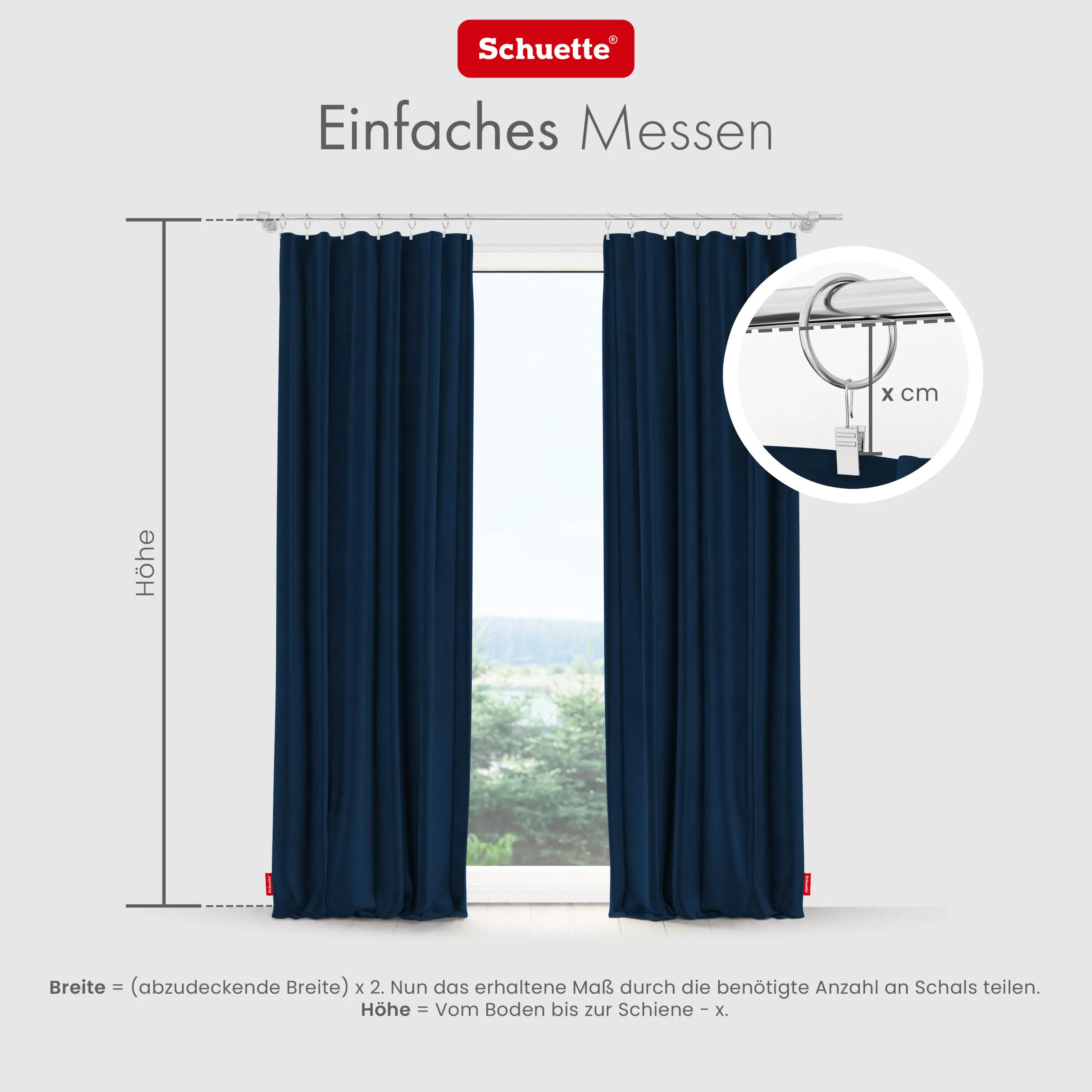 Schuette® Verdunkelungs-Vorhang Gardine mit Tunnelband nach Maß ● Millenium Velvet Kollektion: Royal Blue (Blau) ● 1 Stück ● Knitterfrei Pflegeleicht Thermo Blickdicht & stark Abdunkelnd