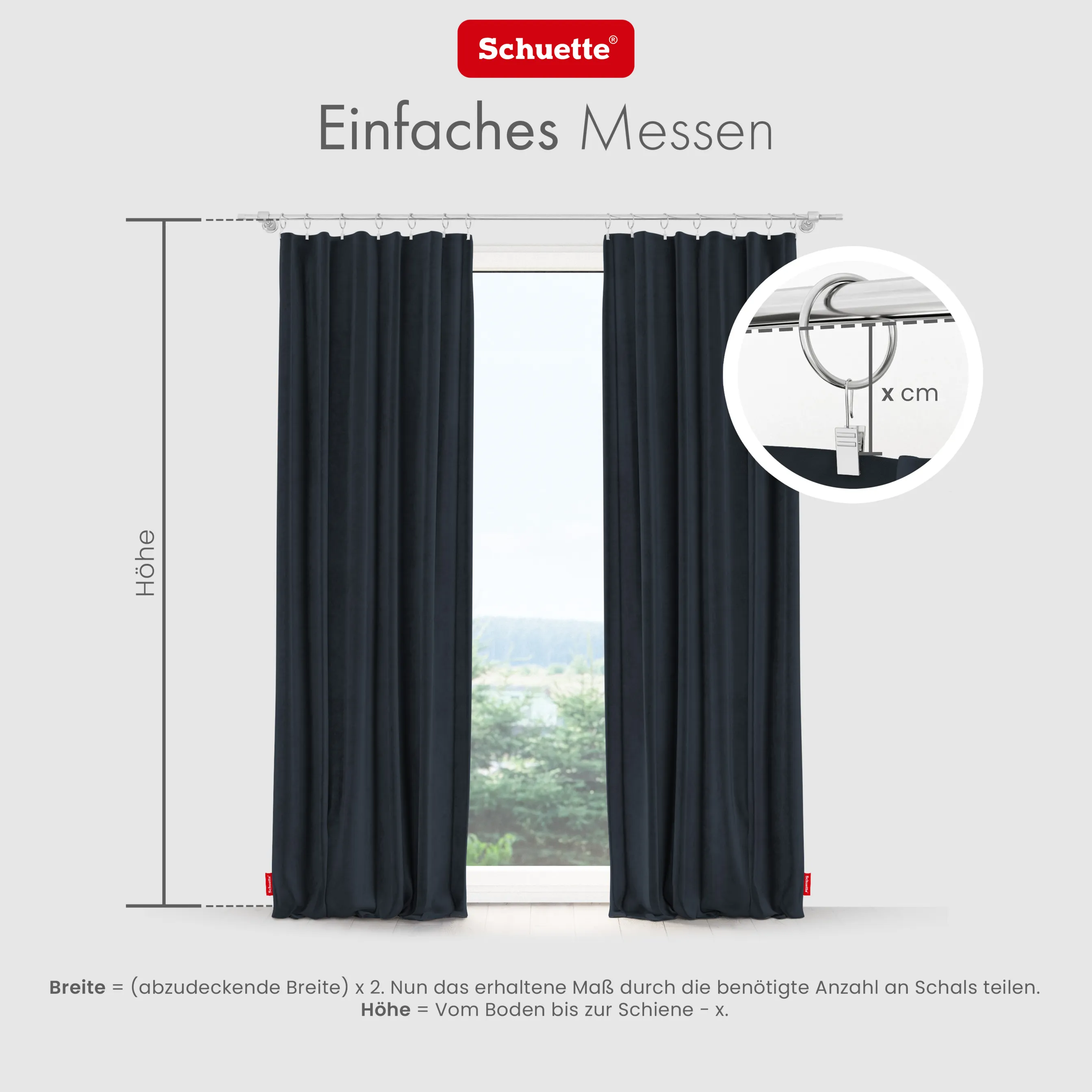 Schuette® Verdunkelungs-Vorhang Gardine mit Tunnelband nach Maß ● Millenium Velvet Kollektion: Anchor (Blau) ● 1 Stück ● Knitterfrei Pflegeleicht Thermo Blickdicht & stark Abdunkelnd