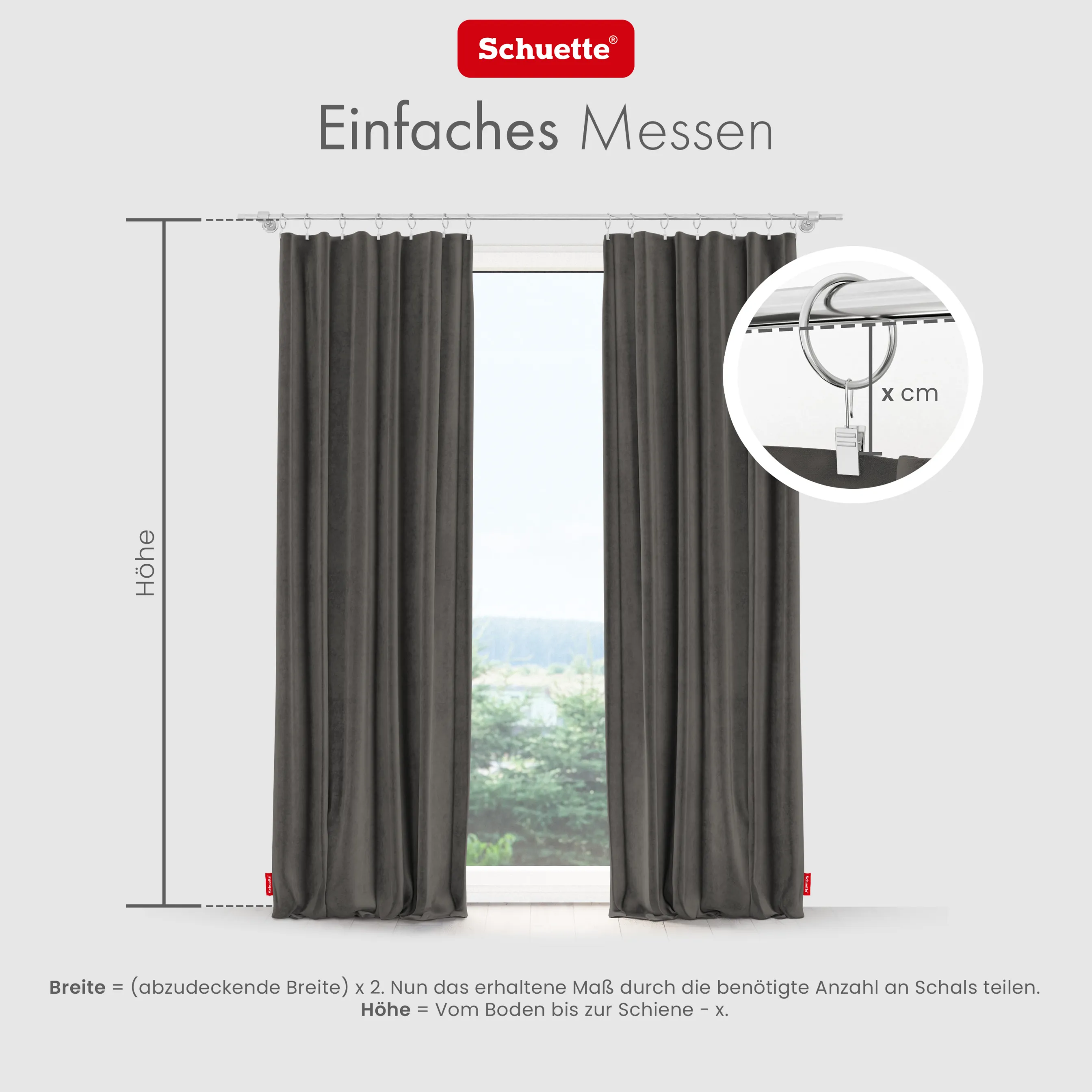 Schuette® Verdunkelungs-Vorhang Gardine mit Tunnelband nach Maß ● Millenium Velvet Kollektion: Great Wolf (Grau) ● 1 Stück ● Knitterfrei Pflegeleicht Thermo Blickdicht & stark Abdunkelnd