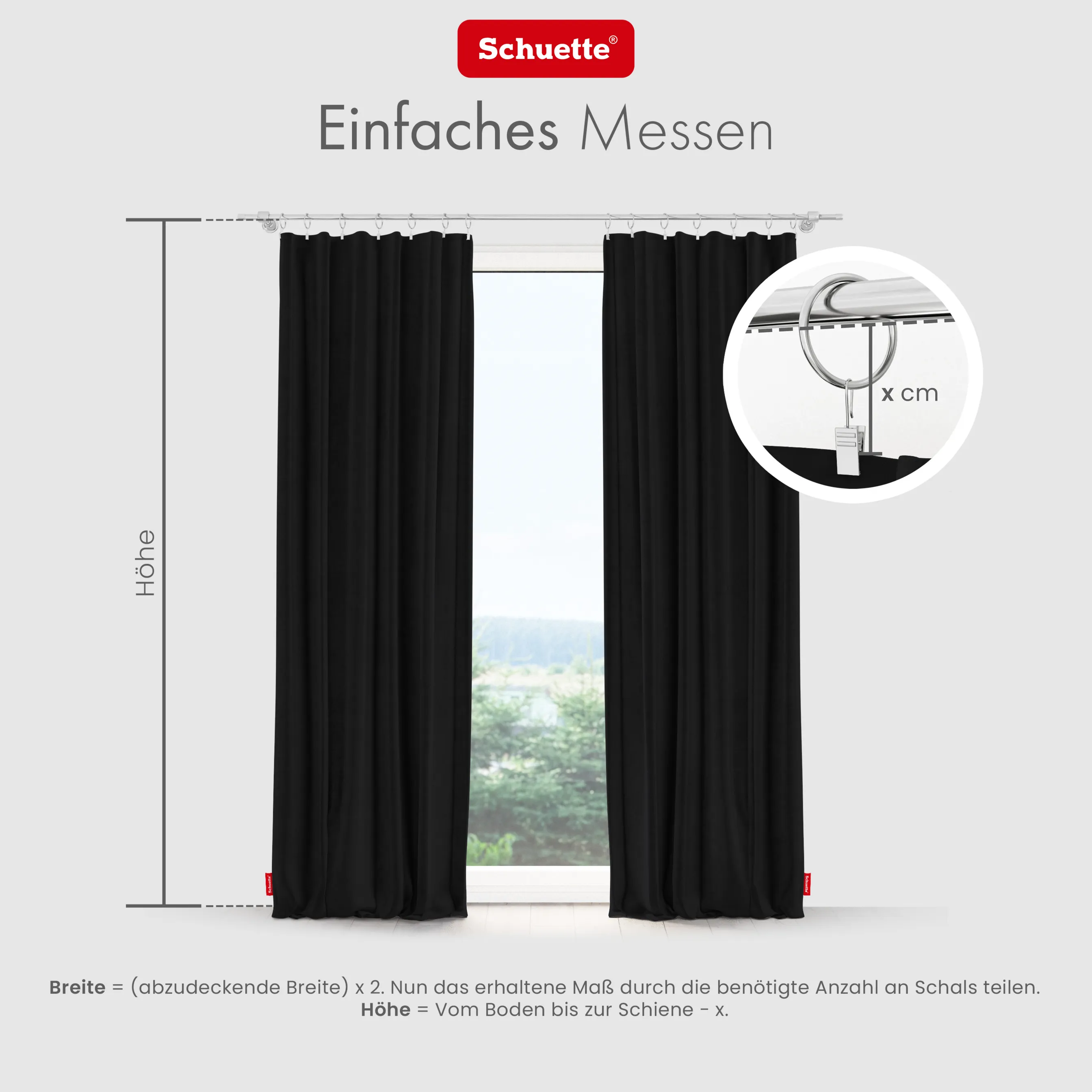 Schuette® Verdunkelungs-Vorhang Gardine mit Tunnelband nach Maß ● Millenium Velvet Kollektion: Black Swan (Schwarz) ● 1 Stück ● Knitterfrei Pflegeleicht Thermo Blickdicht & stark Abdunkelnd