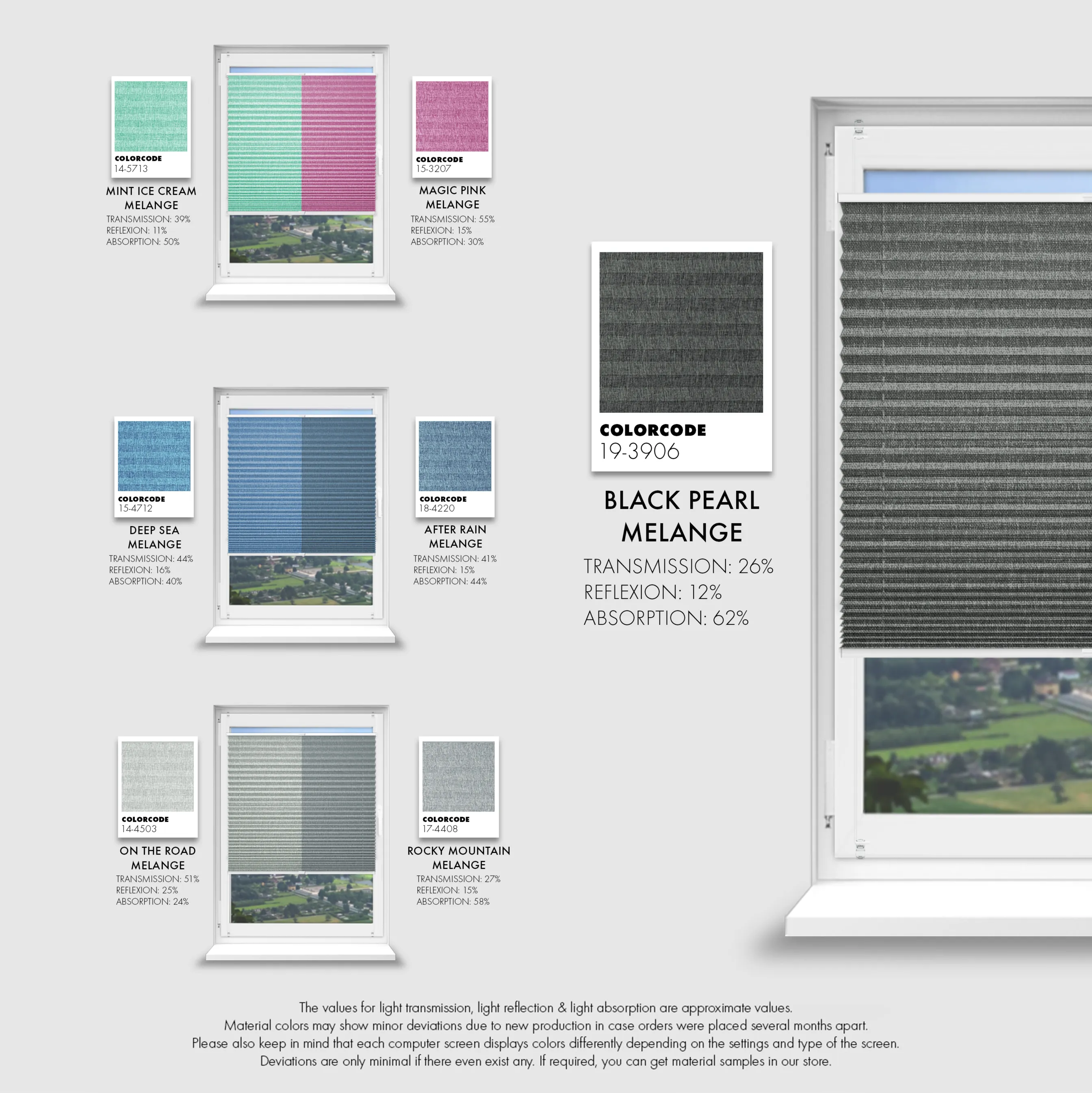 Schuette® Dachfenster Plissee nach Maß • Melange Kollektion: Mint Ice Cream (Grün) • Profilfarbe: Anthrazit