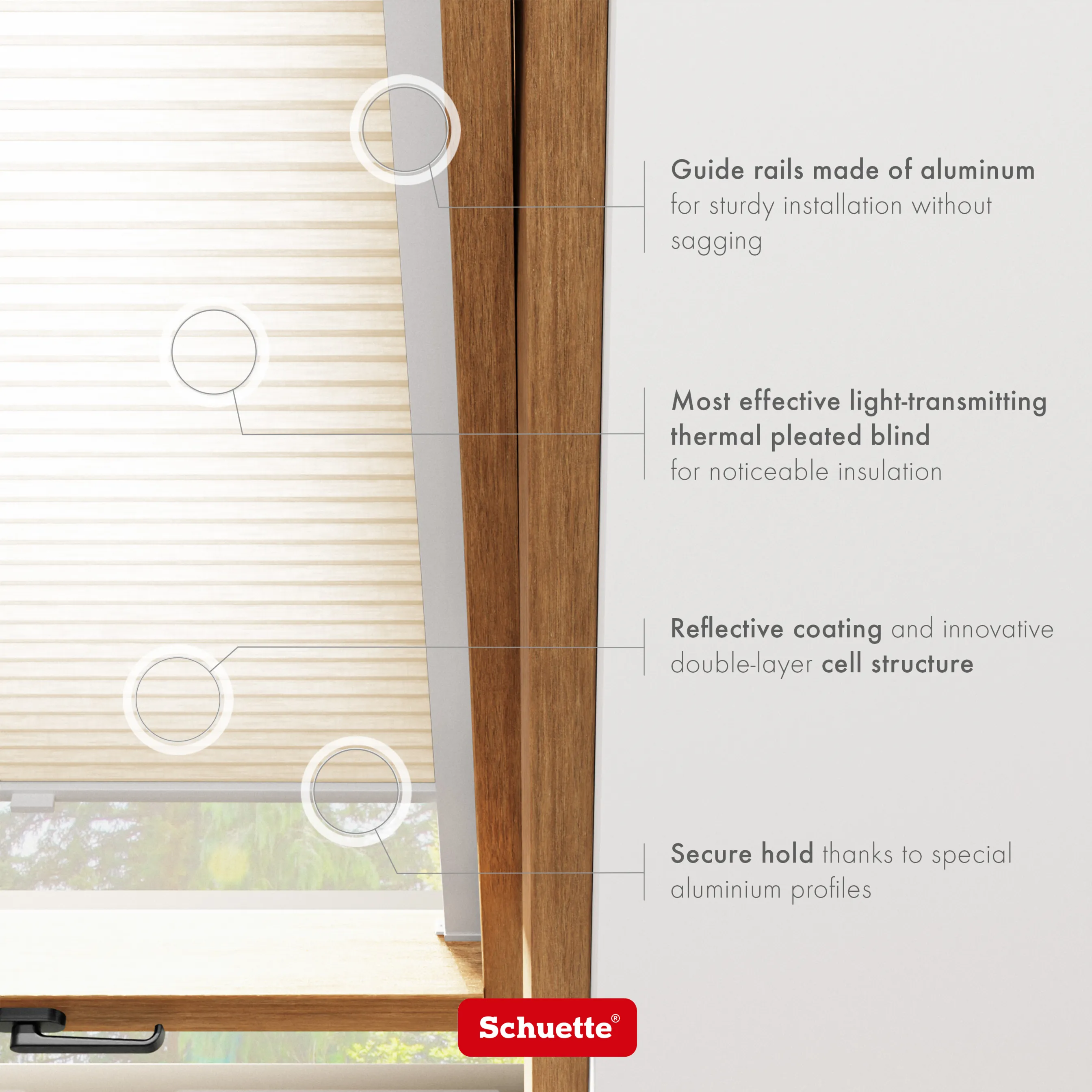 Schuette® Dachfenster Wabenplissee nach Maß • Thermo x Honey Kollektion: Tahini cream (Creme) • Profilfarbe: Silber