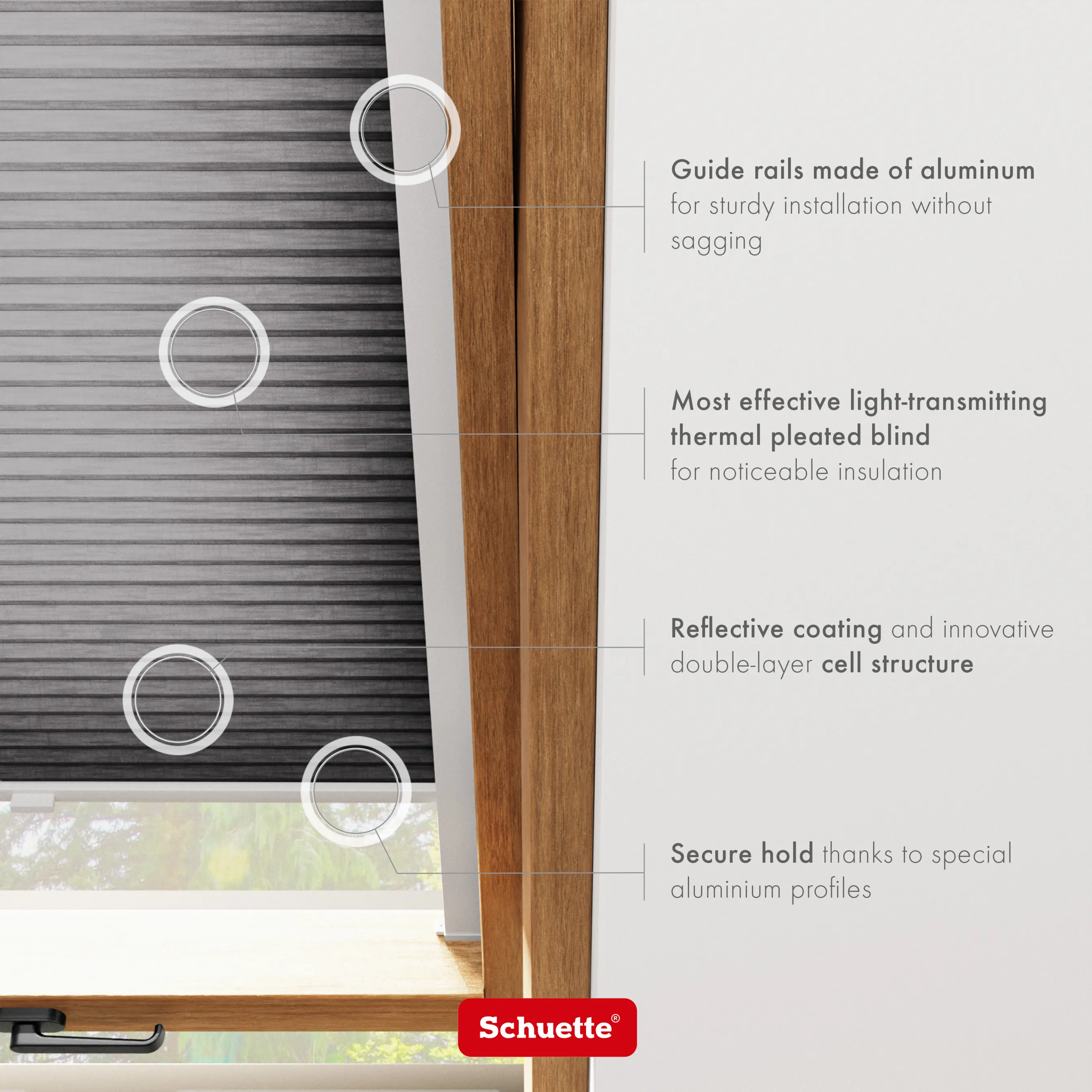 Schuette® Dachfenster Wabenplissee nach Maß • Thermo x Honey Kollektion: Midnight Snack (Schwarz) • Profilfarbe: Silber