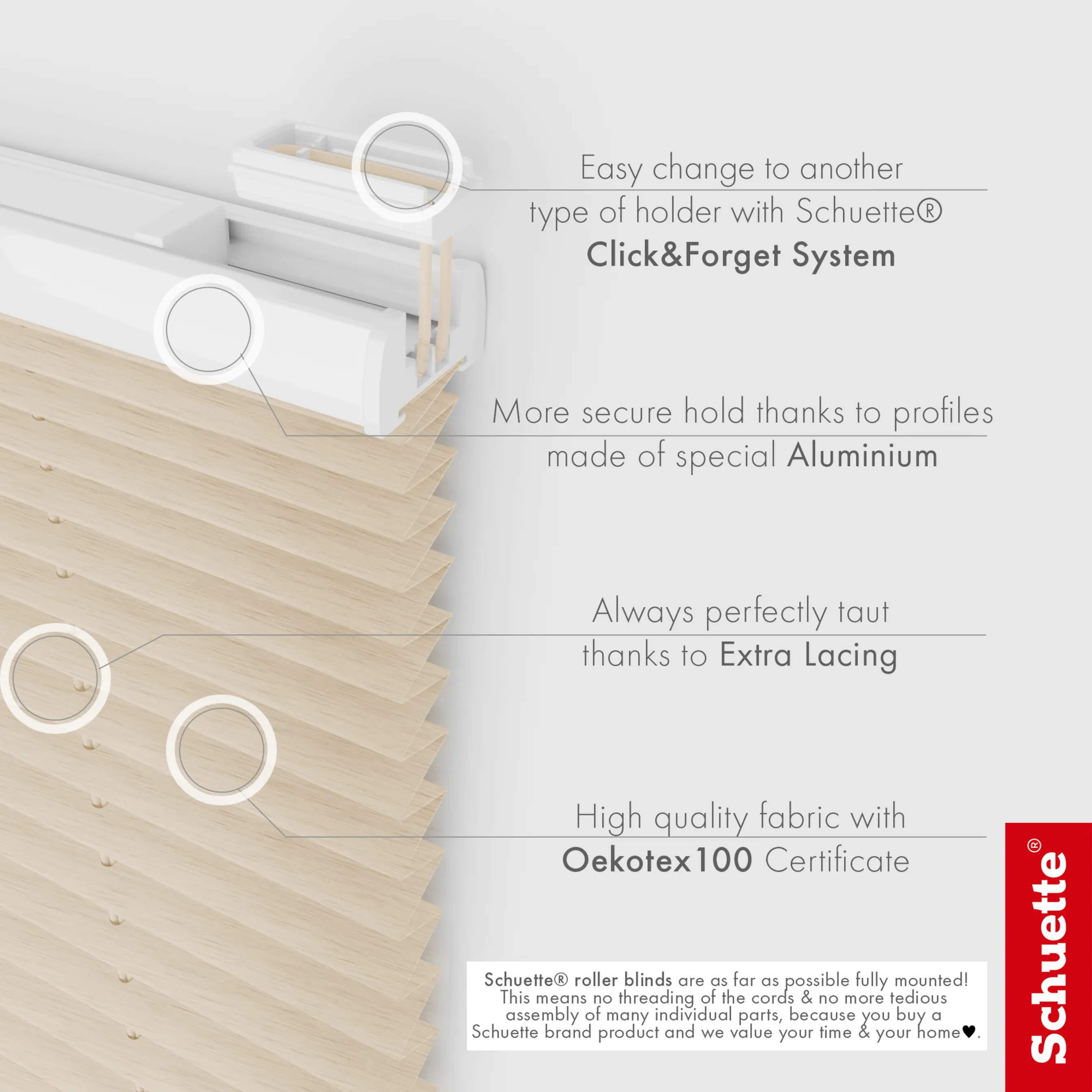 Schuette® Plissee mit Bohren nach Maß • Suprafix "Double 2in1" Schraub- & Klemmhalter • Dolomite Kollektion: Wet Stand (Beige) • Profilfarbe: Braun