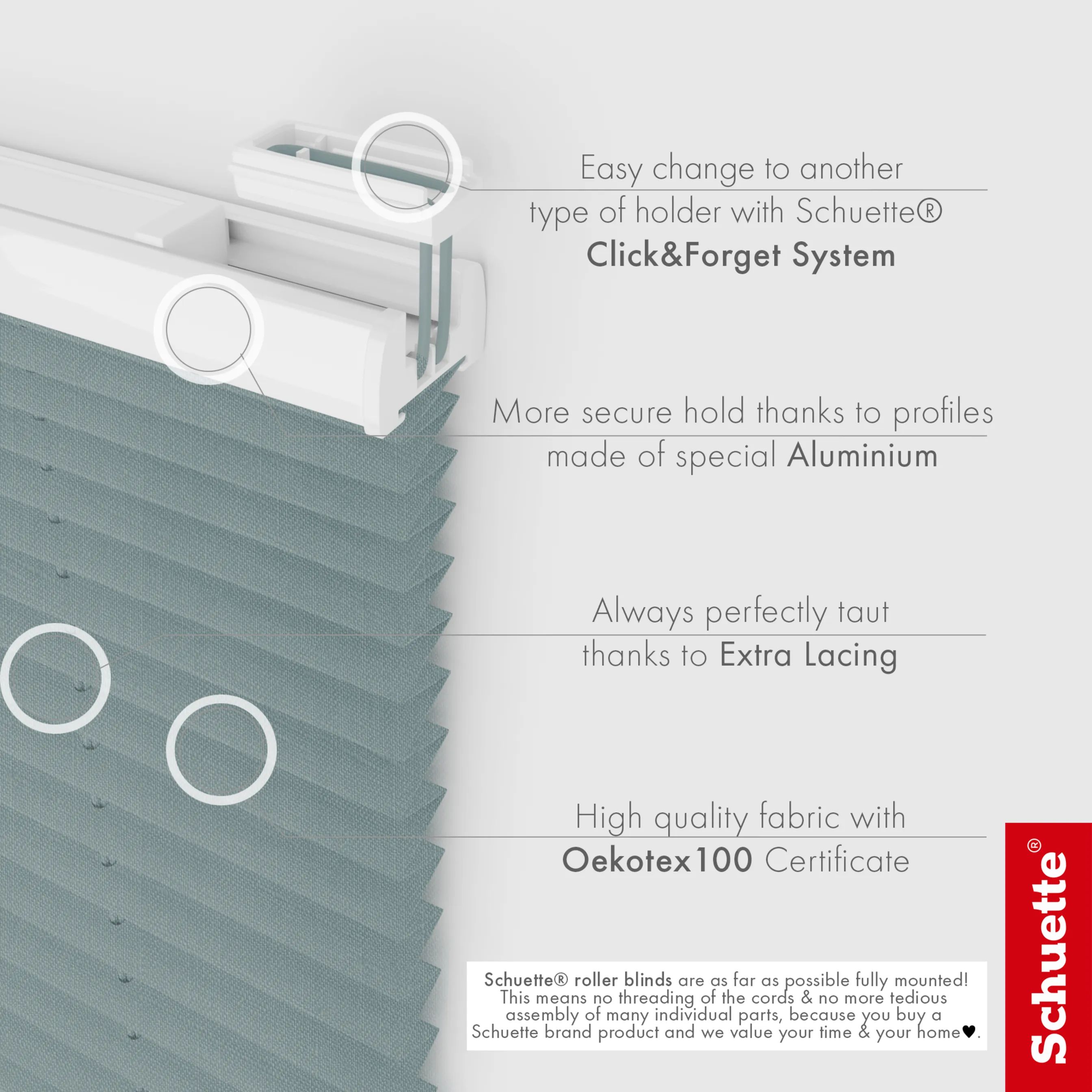 Schuette® Dachfenster Plissee nach Maß • Melange Kollektion: Rocky Mountain (Grau) • Profilfarbe: Weiß