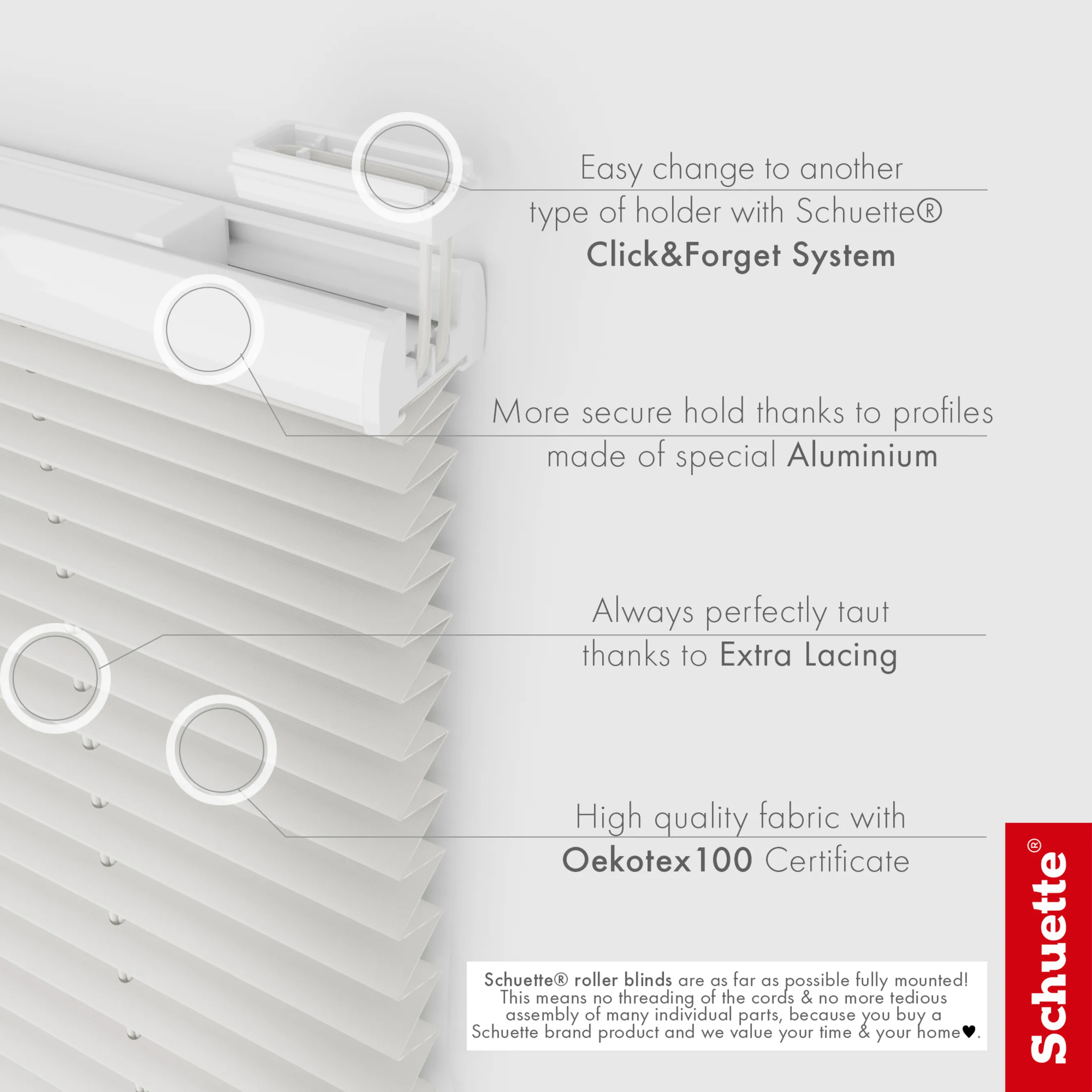 Schuette® Plissee mit Bohren nach Maß • Suprafix "Double 2in1" Schraub- & Klemmhalter • Premium Kollektion: A Way Home (Silber) • Profilfarbe: Walnuss