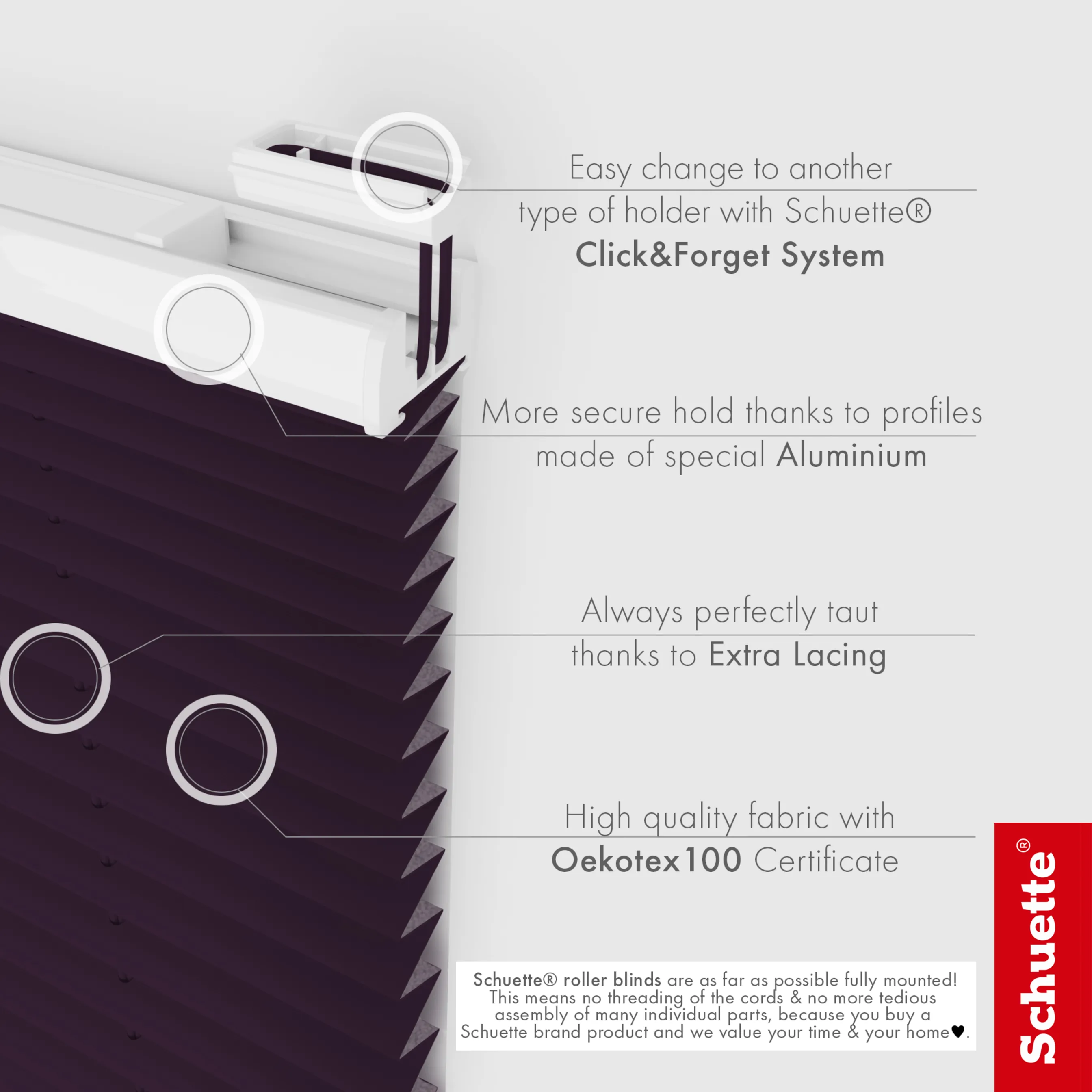 Schuette® Dachfenster Plissee nach Maß • Thermo Kollektion: Violet Paradise (Violett) • Profilfarbe: Weiß