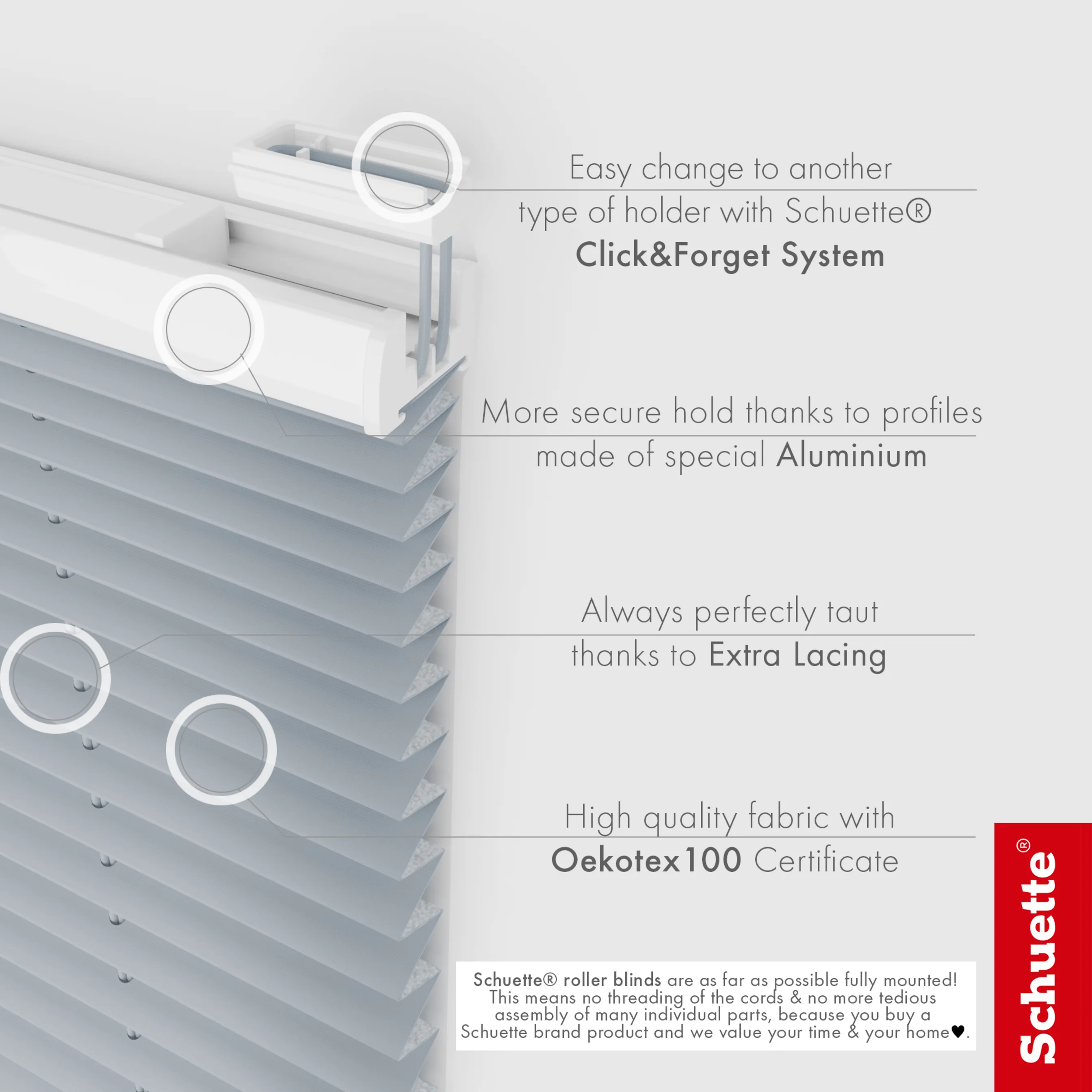 Schuette® Dachfenster Plissee nach Maß • Thermo Kollektion: Iron Fog (Hellgrau) • Profilfarbe: Weiß