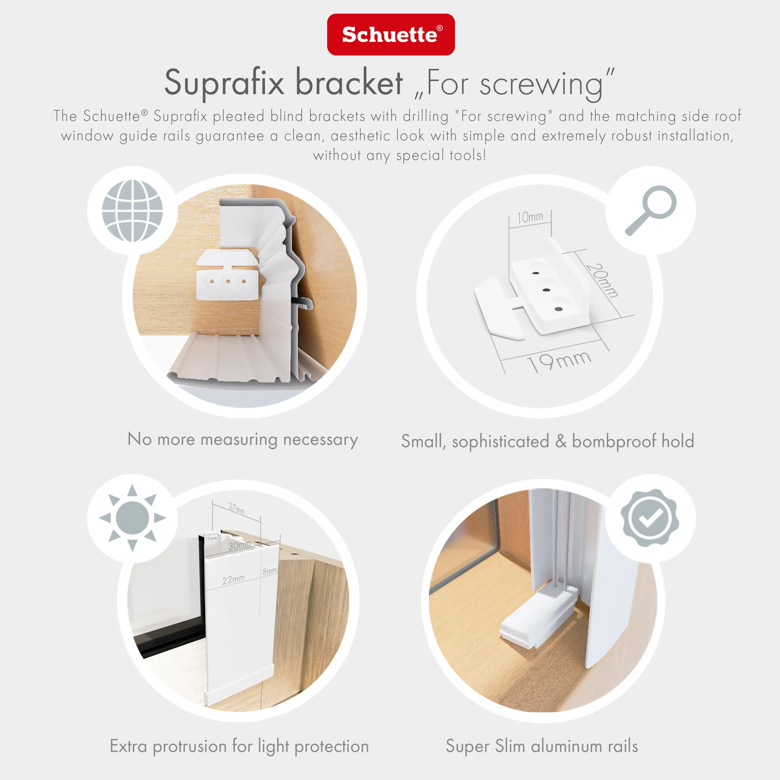 Schuette® Dachfenster Plissee nach Maß • Thermo Kollektion: White Day (Weiß) • Profilfarbe: Walnuss