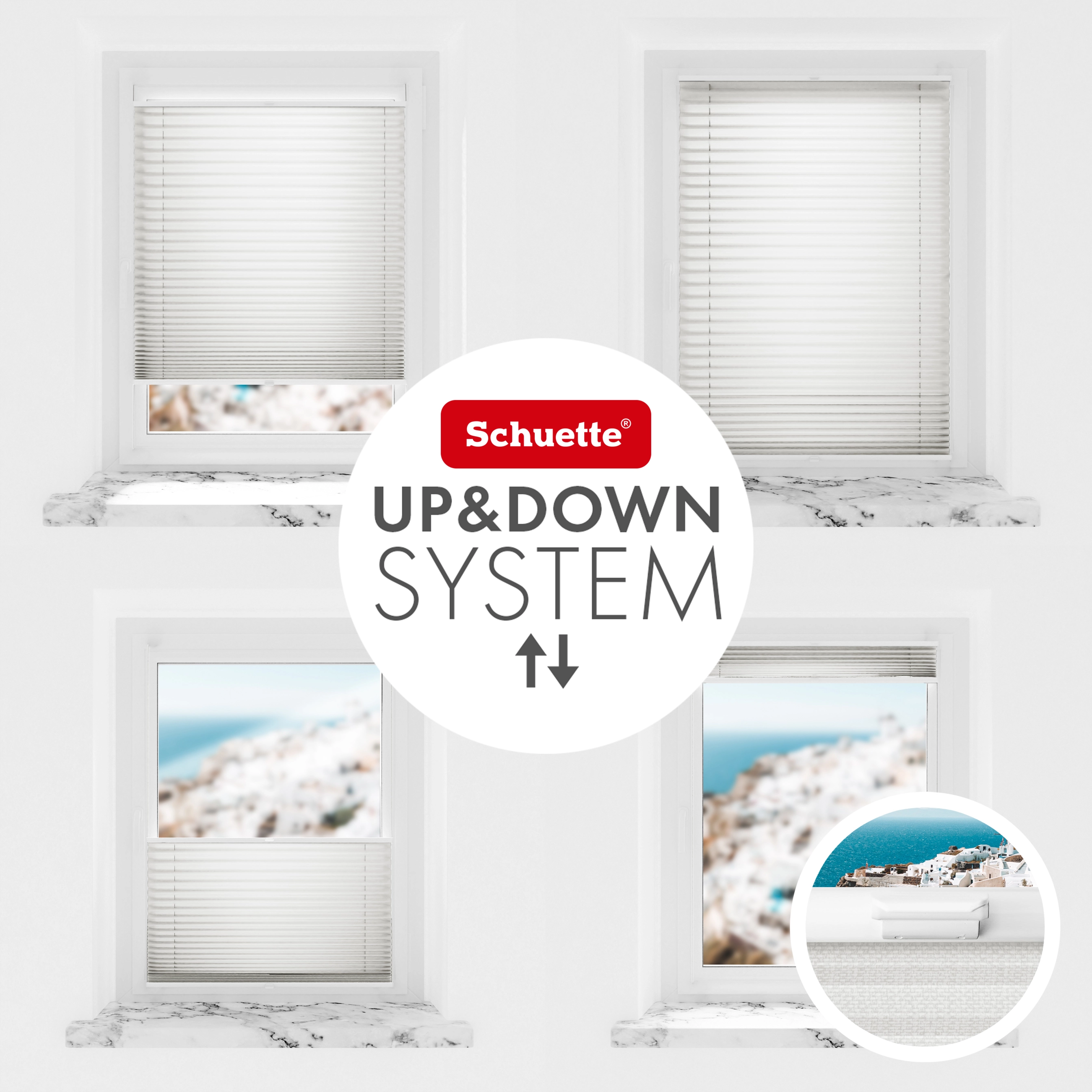 Schuette® Pleated Blind Made to Measure without Drilling • Premium Collection: A Way Home (Silver) • Profile Color: White