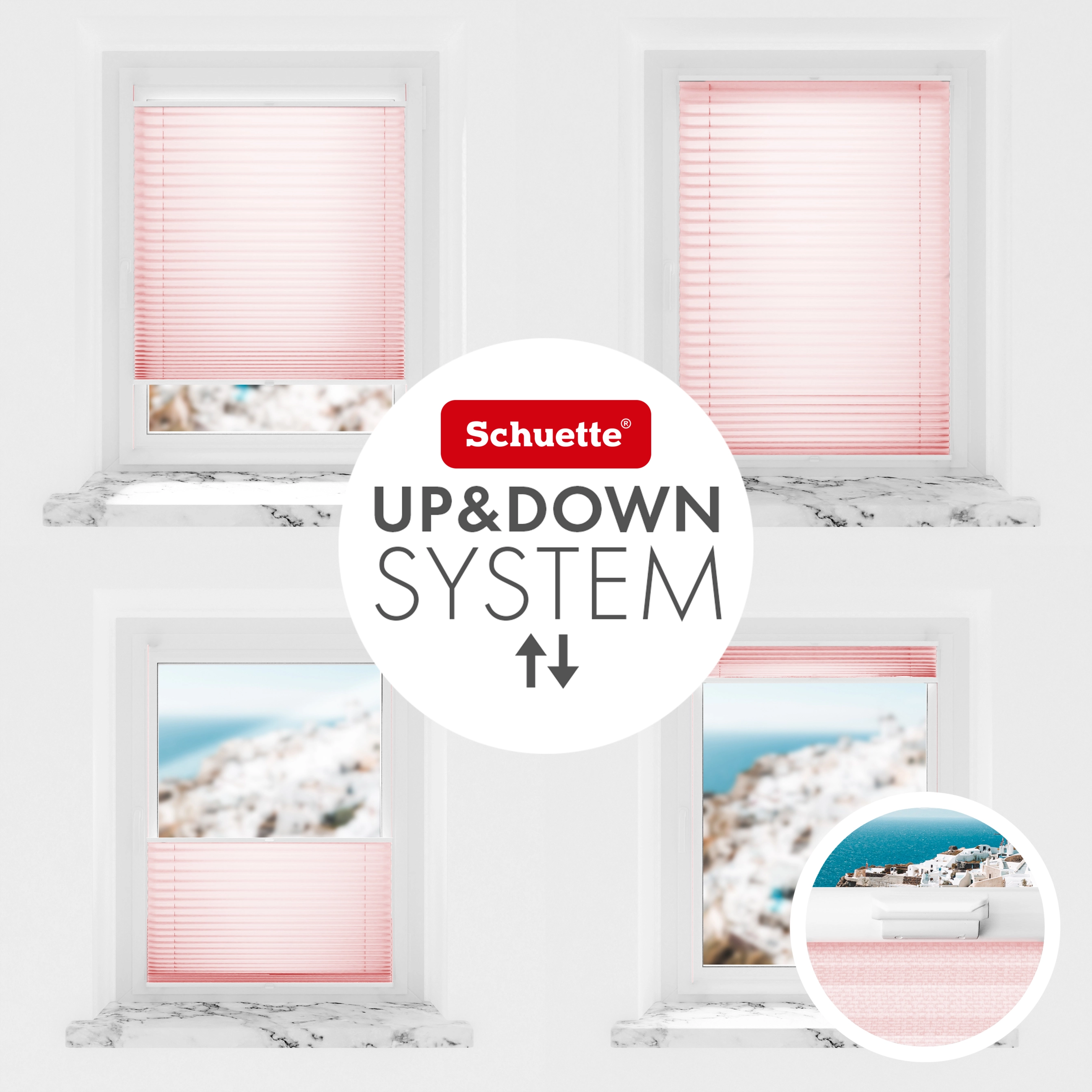 Schuette® Pleated Blind Made to Measure without Drilling • Premium Collection: Powdered Rose (Pink) • Profile Color: White