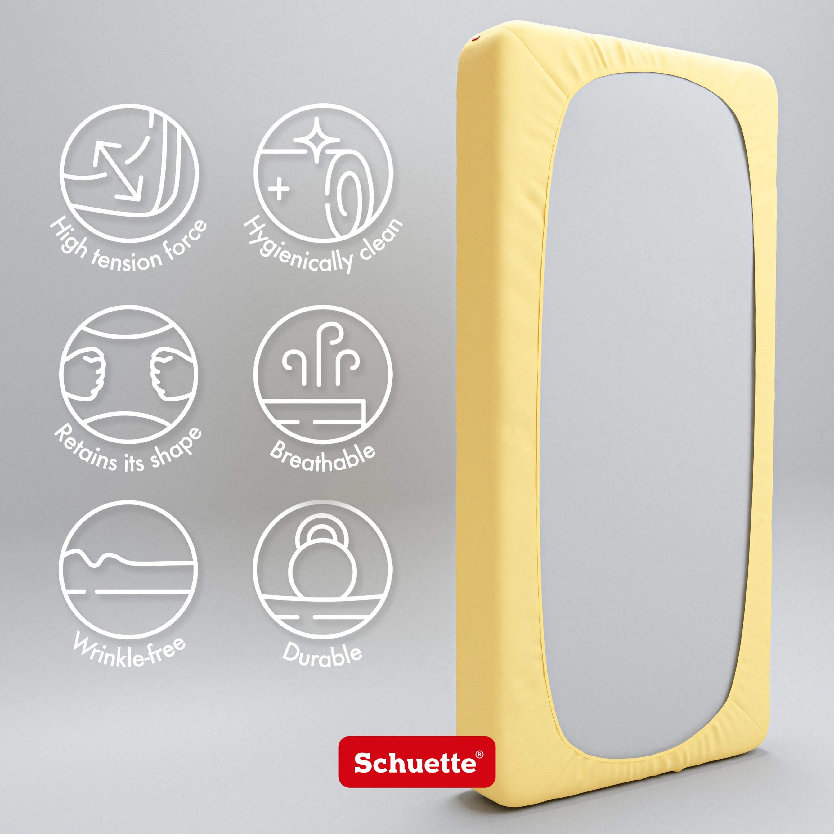 Schuette® Spannbettlaken • 200 x 220 • Wow! Kollektion: Hello Yellow (Gelb) • 100% Superfluff Baumwolle, Blickdicht, Faltenfrei • mit Rundumgummi • Matratzenhöhe bis 30 cm