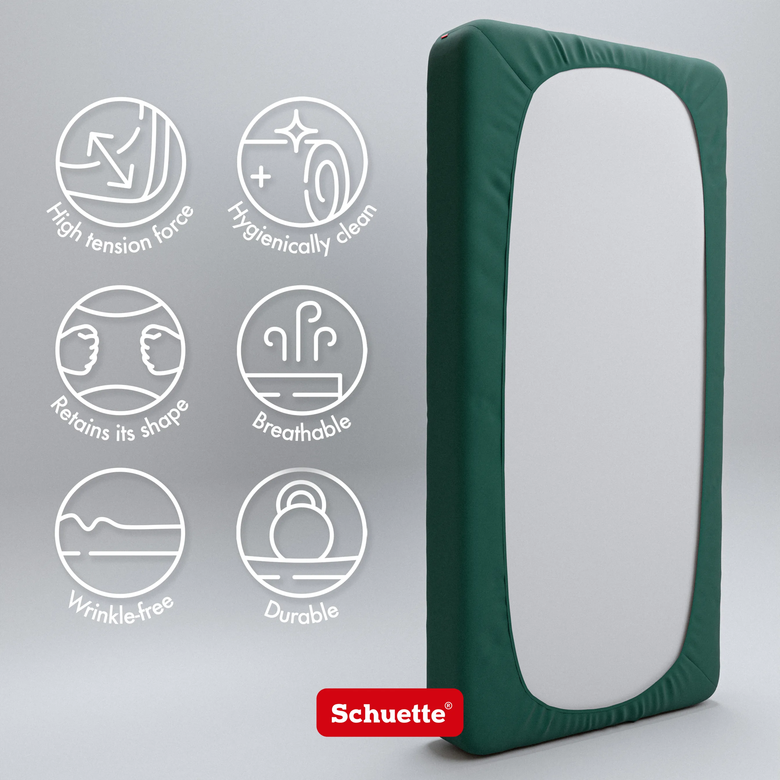 Schuette® Topper Spannbettlaken • 200 x 220 • Wow! Kollektion: Miss Emerald (Dunkelgrün) • 100% Superfluff Baumwolle, Blickdicht, Faltenfrei • mit Rundumgummi • Matratzenhöhe bis 10 cm