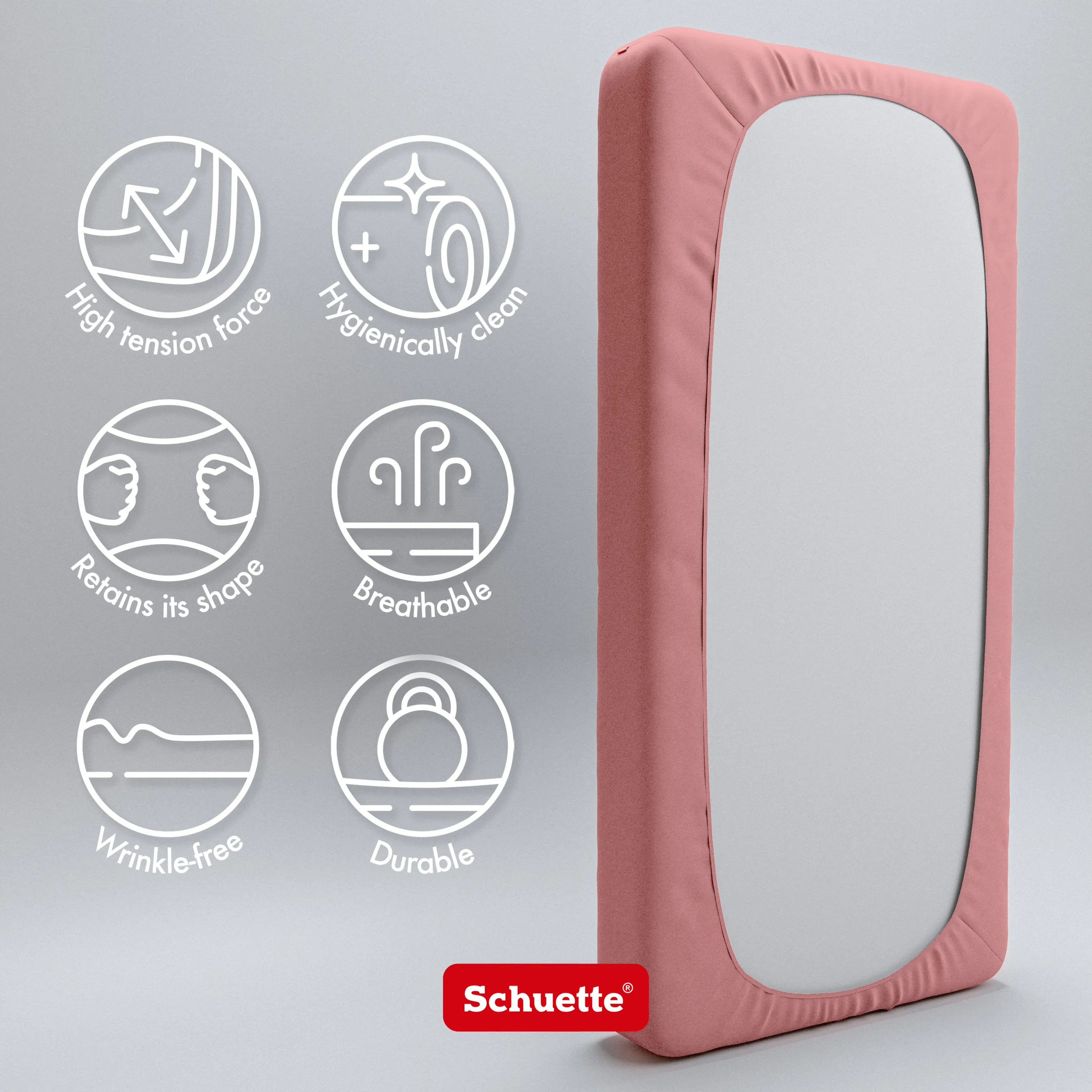 Schuette® Topper Spannbettlaken • 140 x 200 • Wow! Kollektion: Pink Fiction (Altrosa) • 100% Superfluff Baumwolle, Blickdicht, Faltenfrei • mit Rundumgummi • Matratzenhöhe bis 15 cm