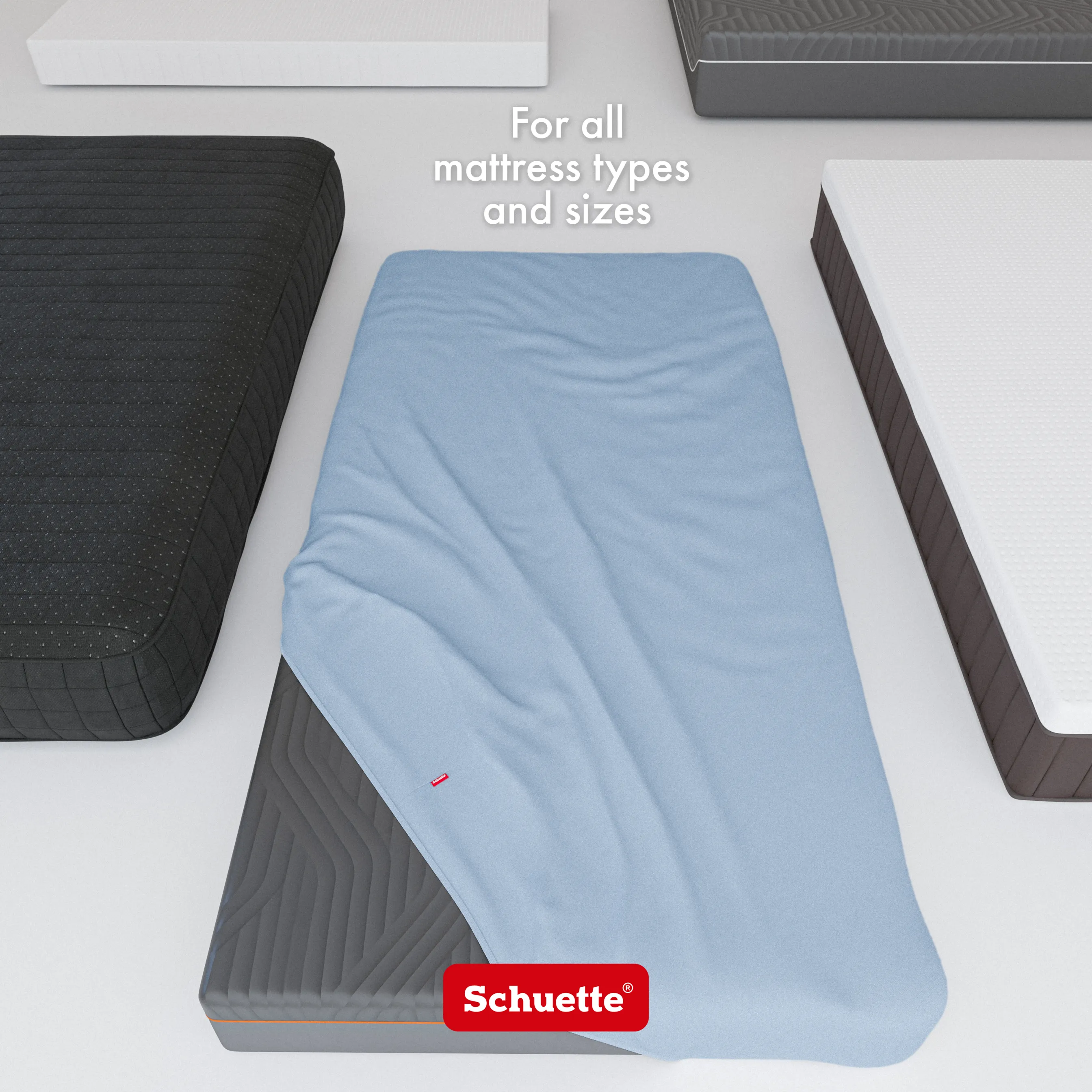 Schuette® Spannbettlaken • 90 x 200 • Wow! Kollektion: Blue It Away (Pastellblau) • 100% Superfluff Baumwolle, Blickdicht, Faltenfrei • mit Rundumgummi • Matratzenhöhe bis 20 cm